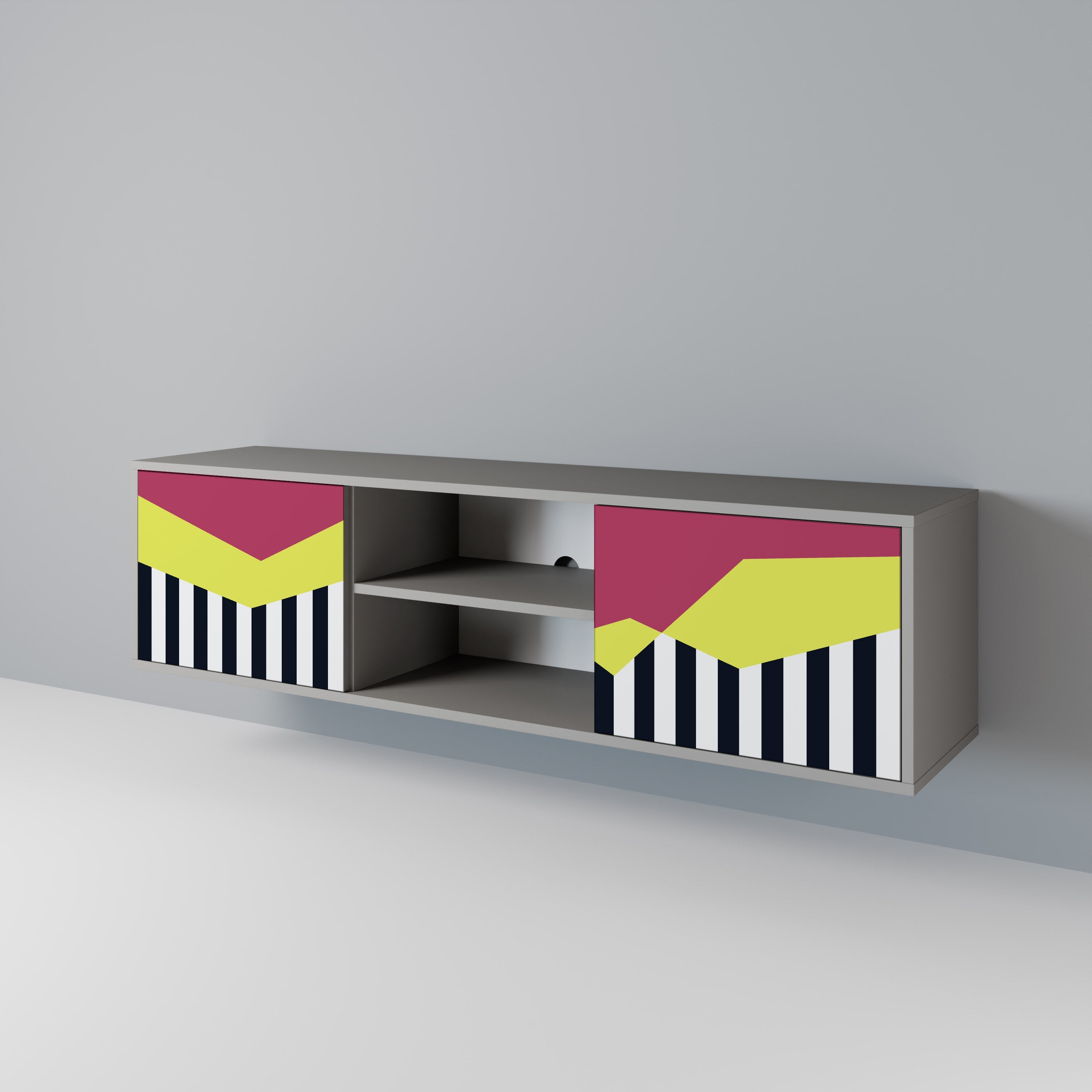 PIANO FANTASY 2-Door TV Stand in Grey Finish