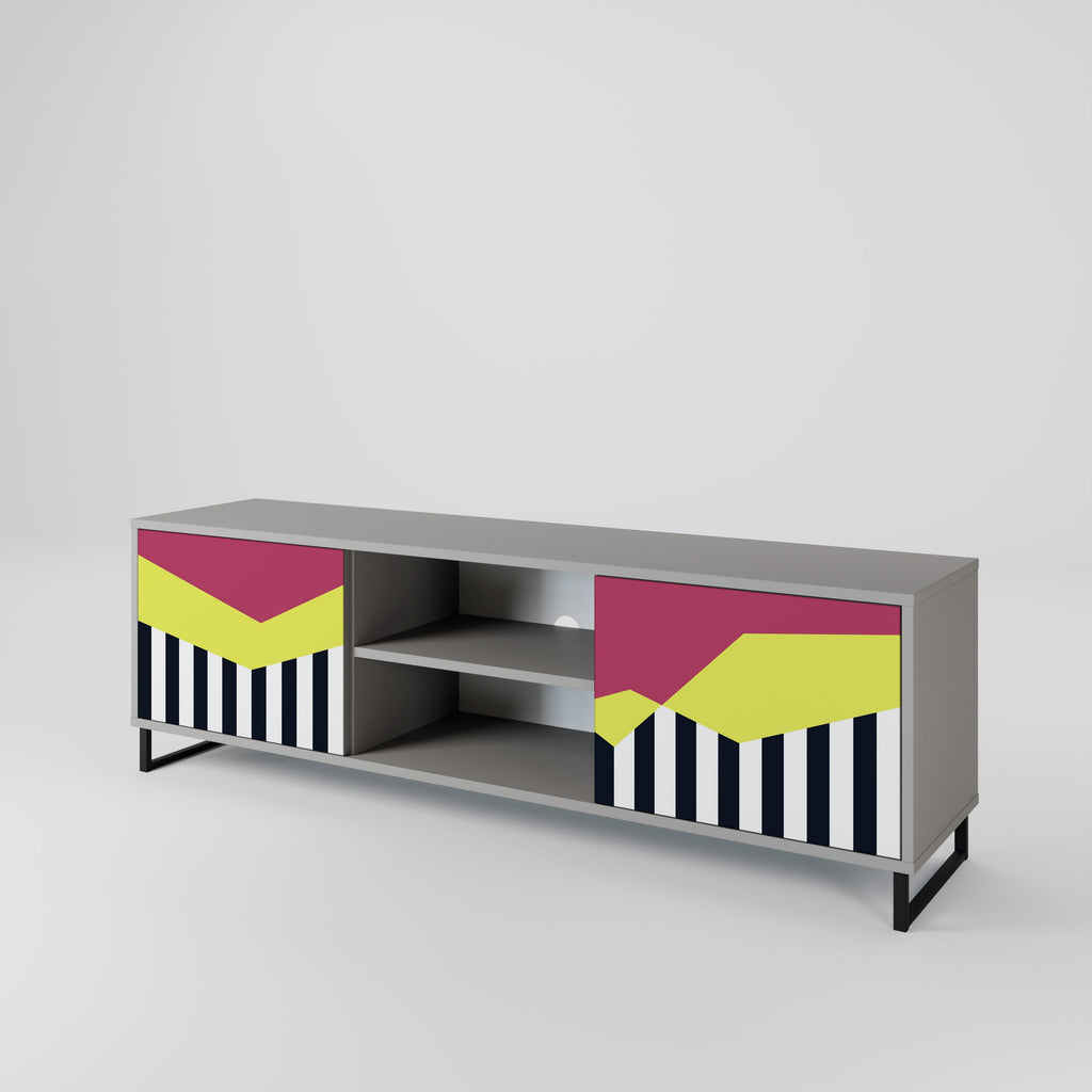 PIANO FANTASY 2-Door TV Stand in Grey Finish