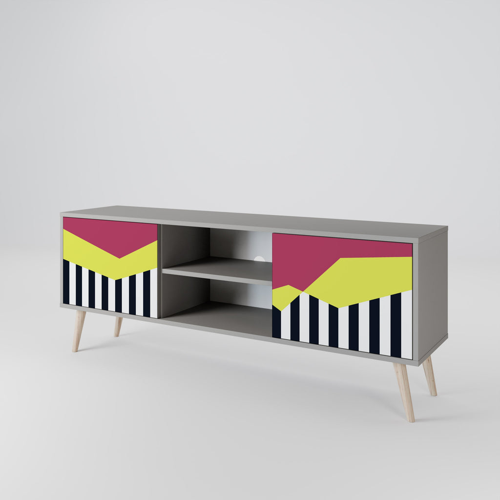 PIANO FANTASY 2-Door TV Stand in Grey Finish