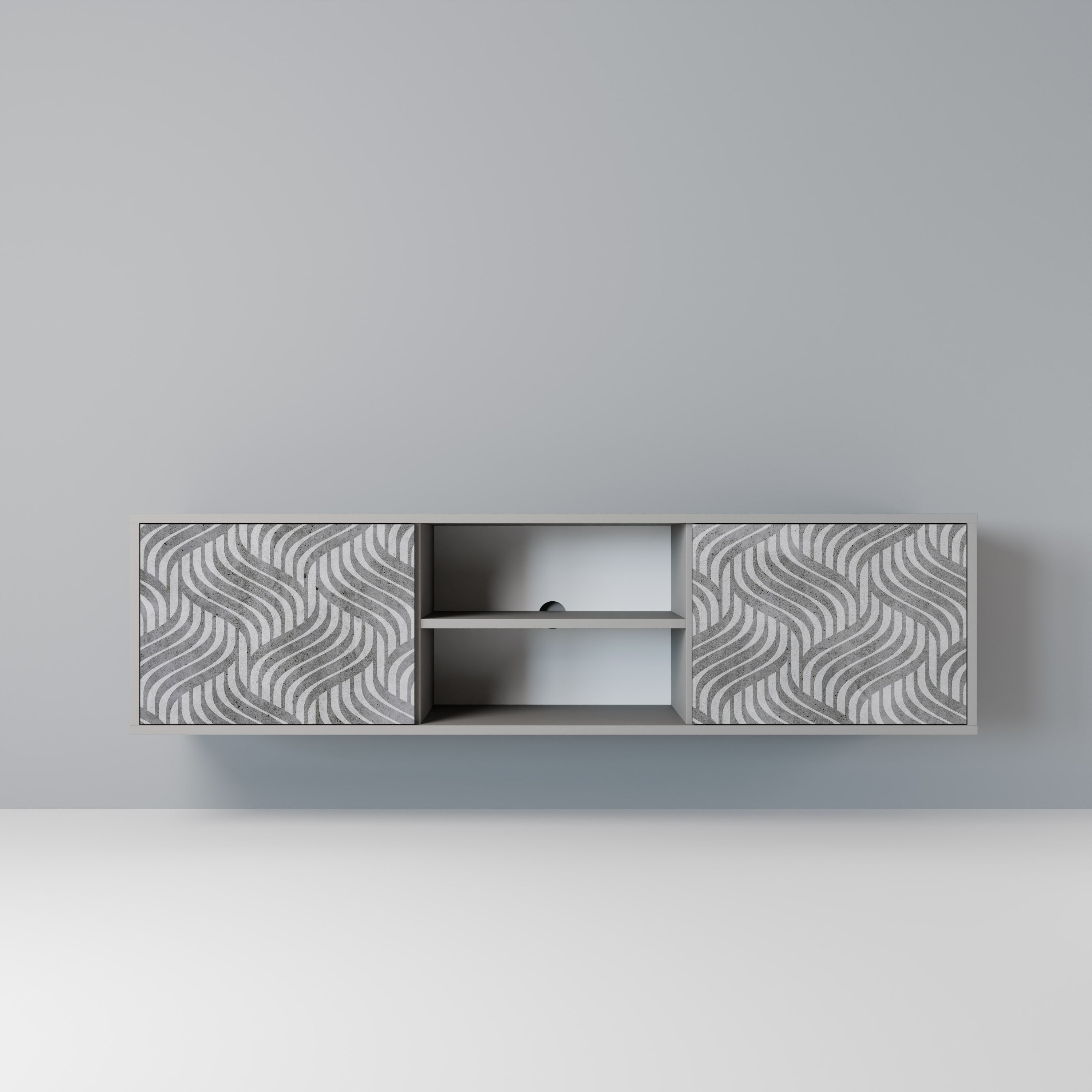 CONCRETE MOVEMENT 2-Door TV Stand in Grey Finish