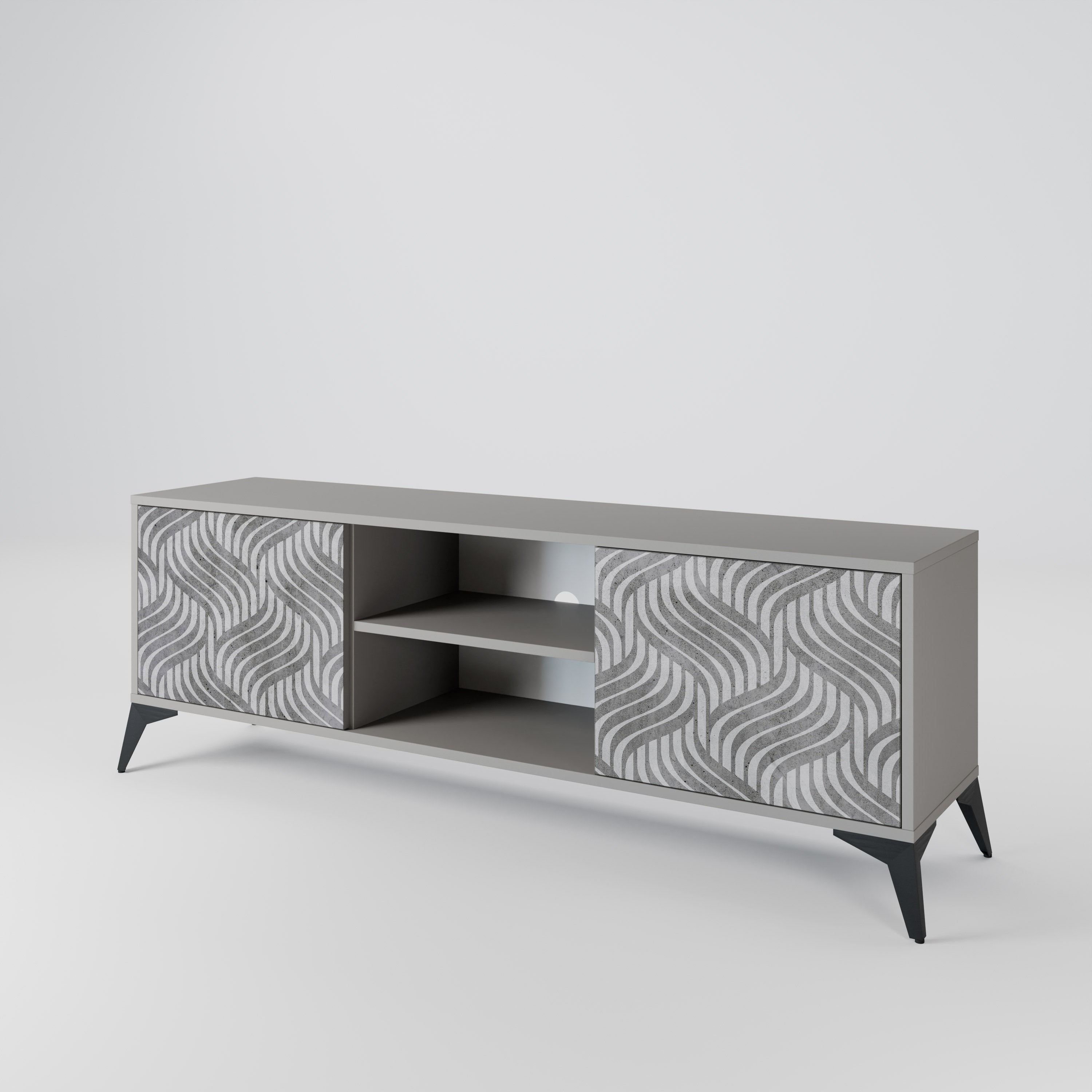 CONCRETE MOVEMENT 2-Door TV Stand in Grey Finish