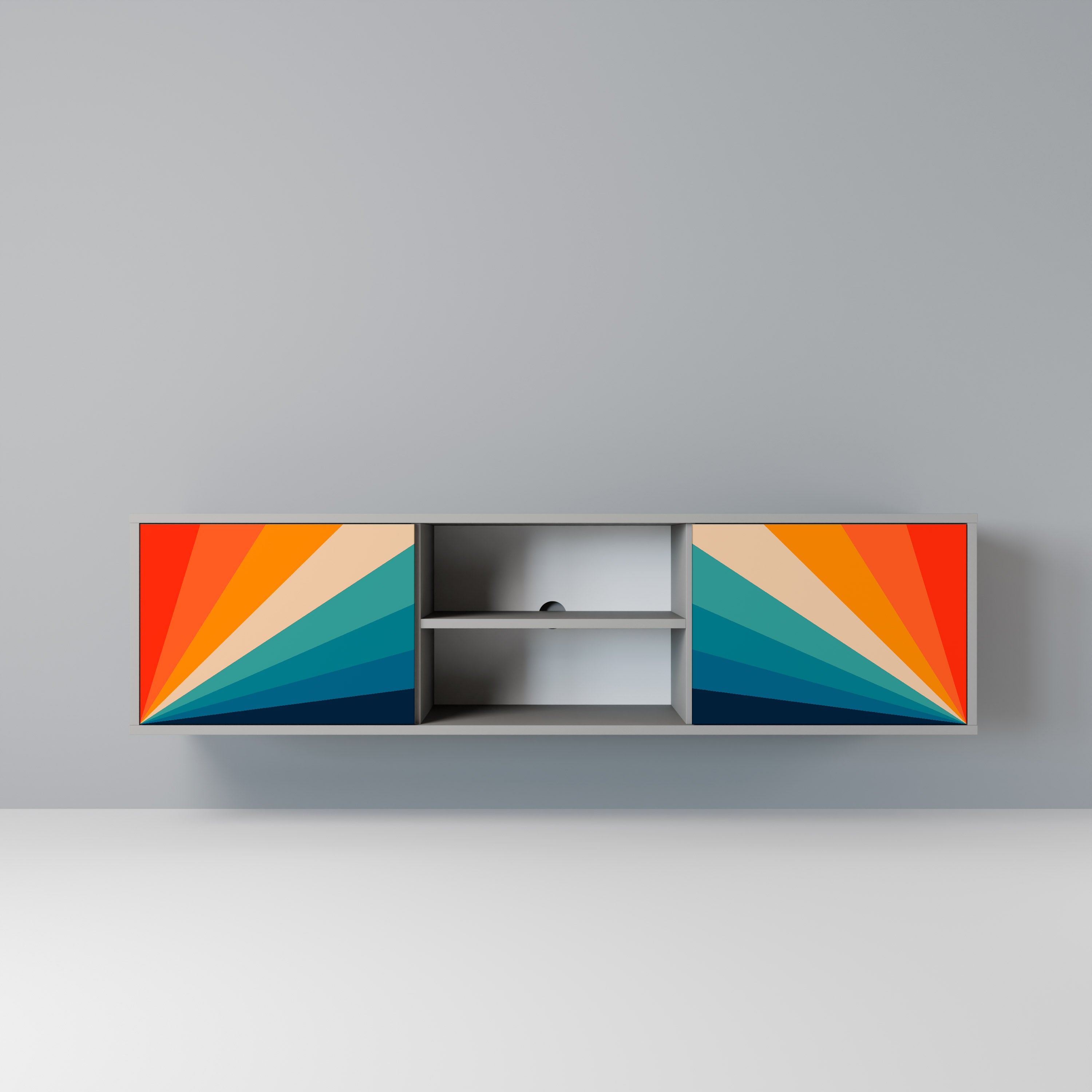 PRISM CONCUSSION 2-Door TV Stand in Grey Finish