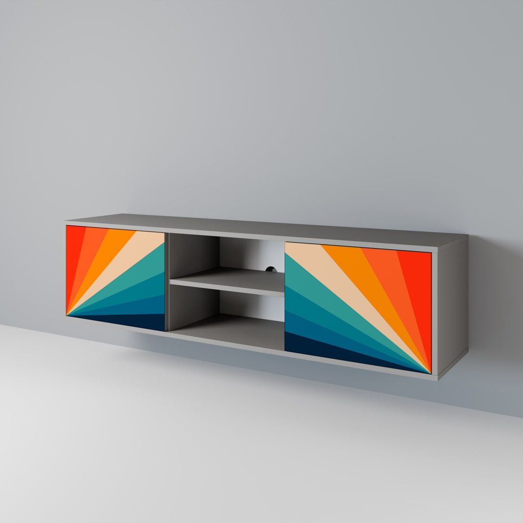 PRISM CONCUSSION 2-Door TV Stand in Grey Finish