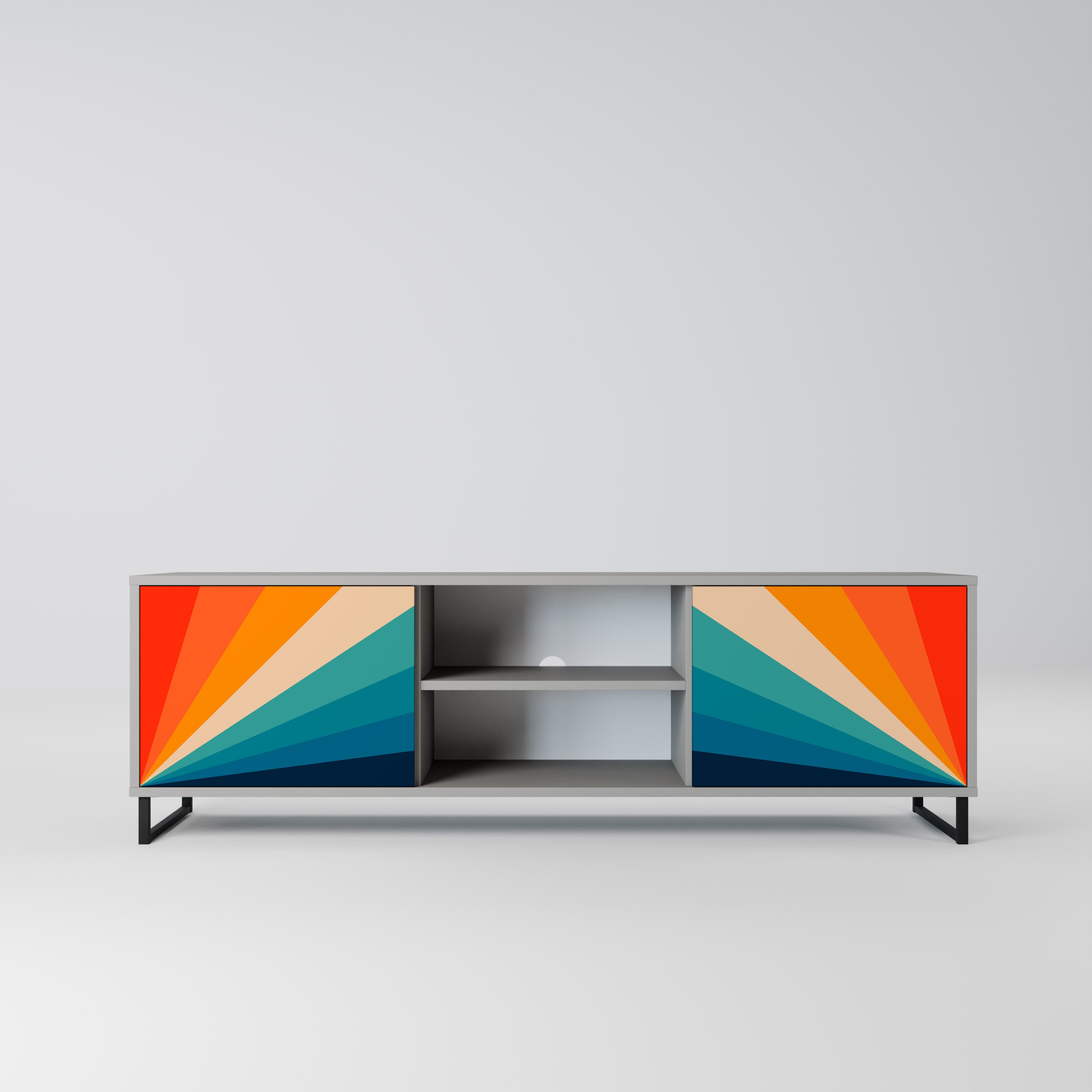 PRISM CONCUSSION 2-Door TV Stand in Grey Finish