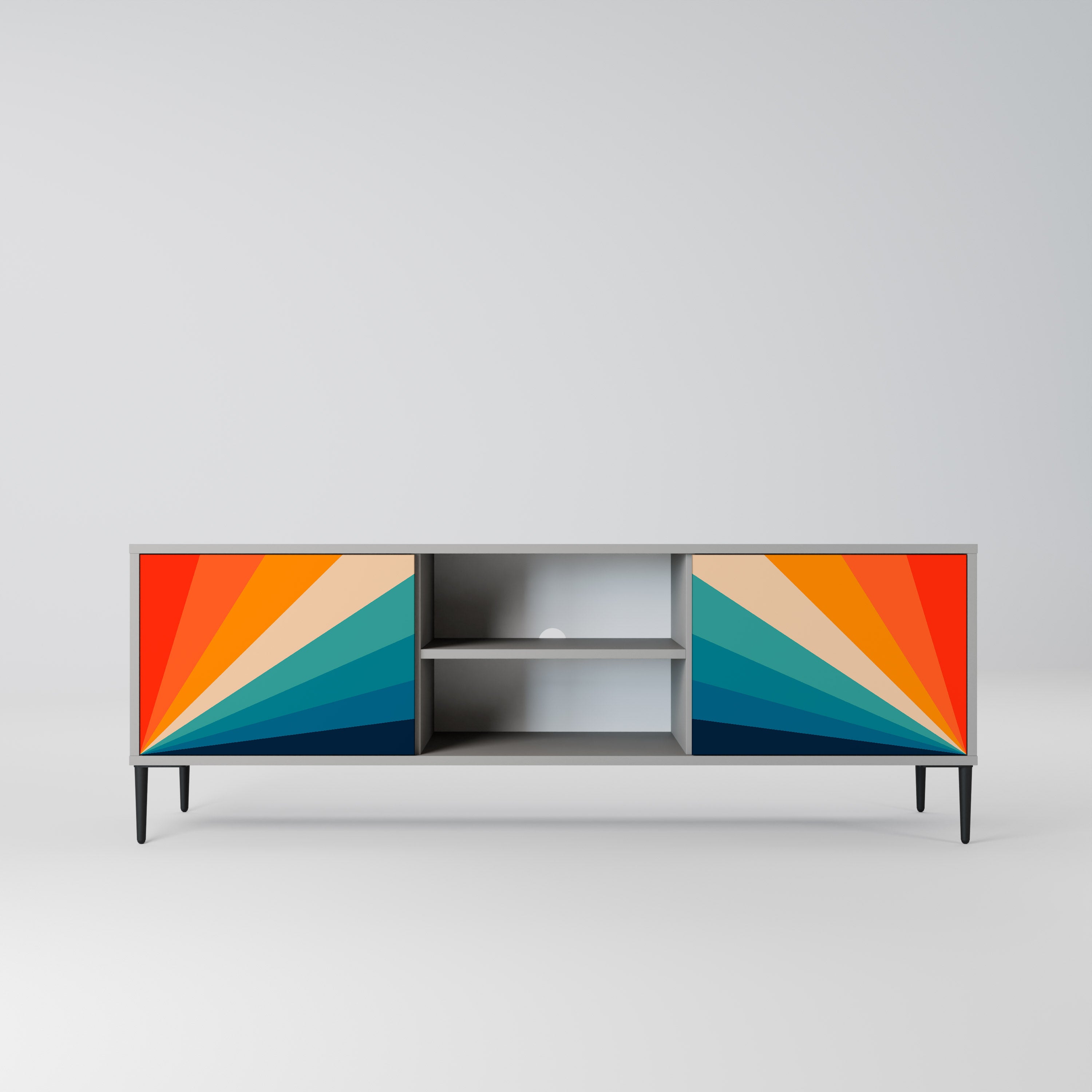 PRISM CONCUSSION 2-Door TV Stand in Grey Finish