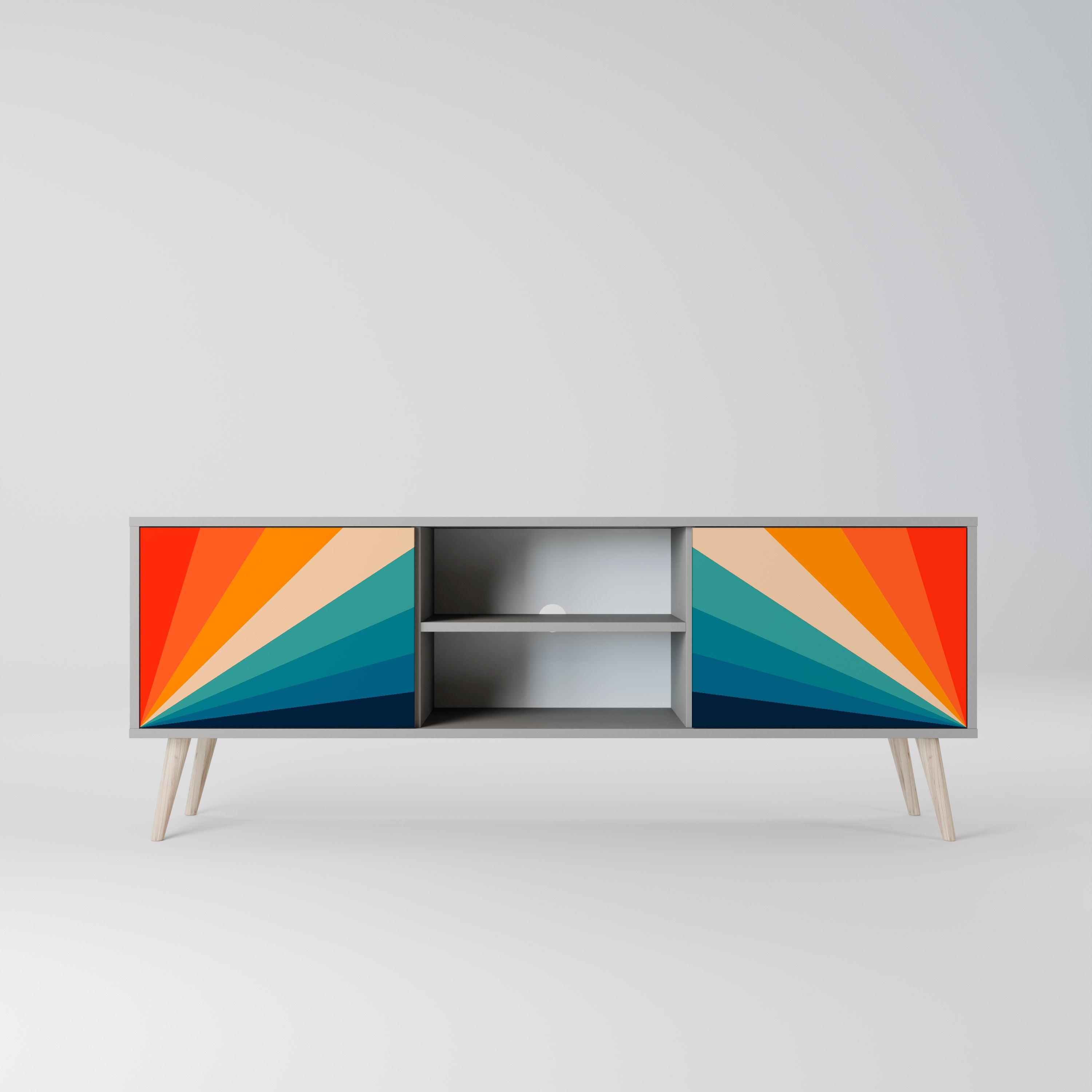 PRISM CONCUSSION 2-Door TV Stand in Grey Finish