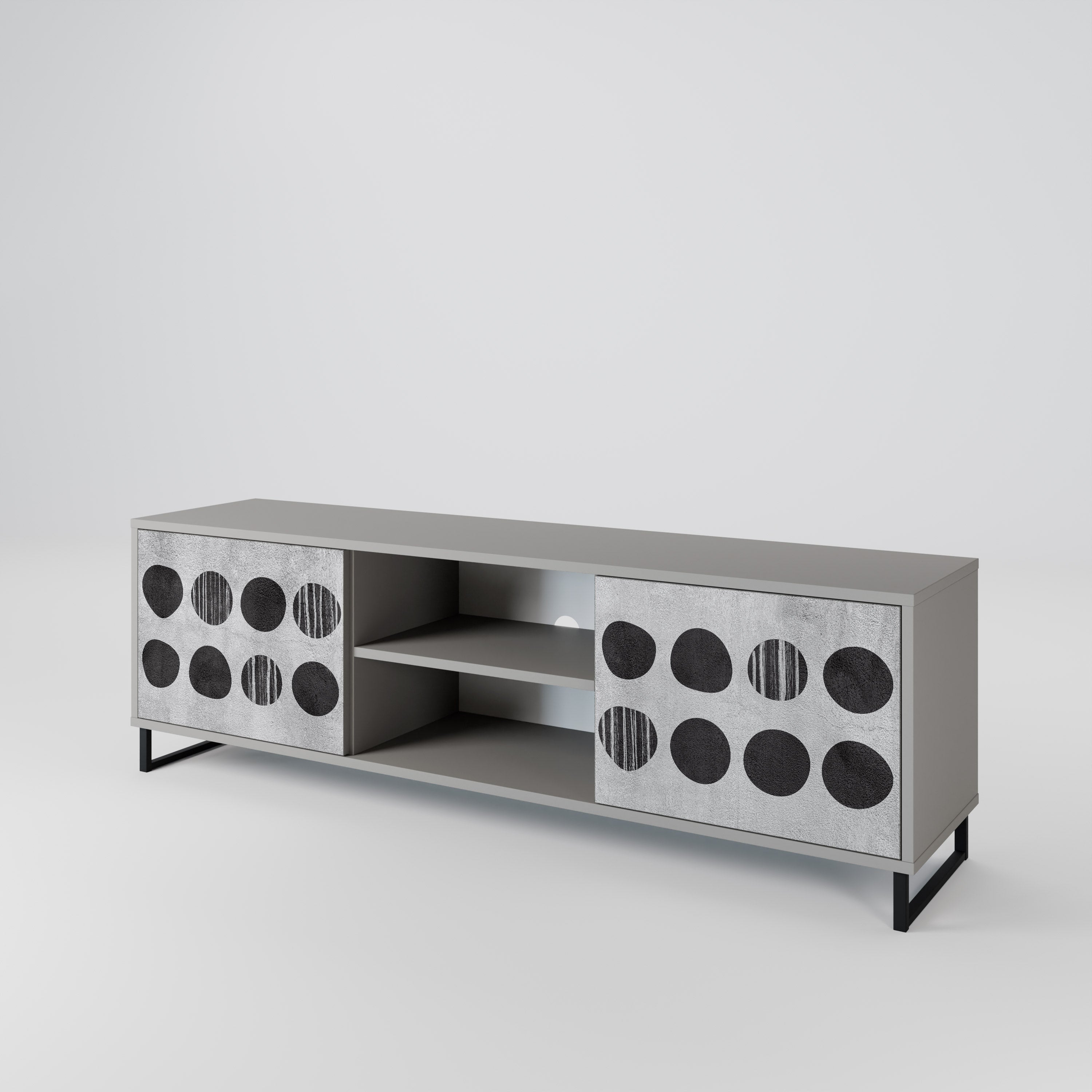 GHOSTLY GRADIENTS 2-Door TV Stand in Grey Finish