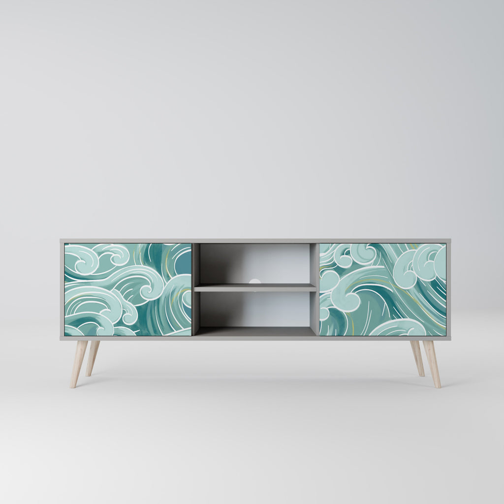 Meuble TV 2 portes ASIAN SWAY finition grise