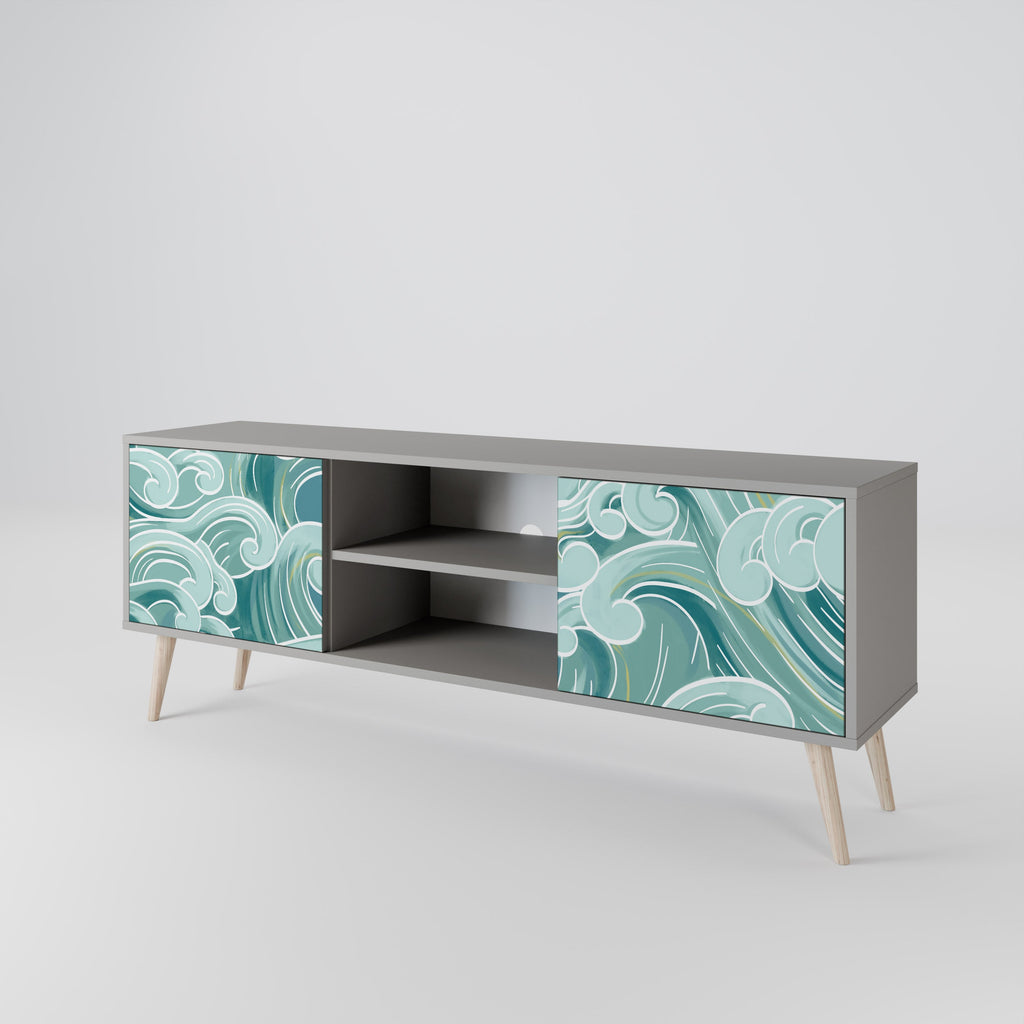 Meuble TV 2 portes ASIAN SWAY finition grise