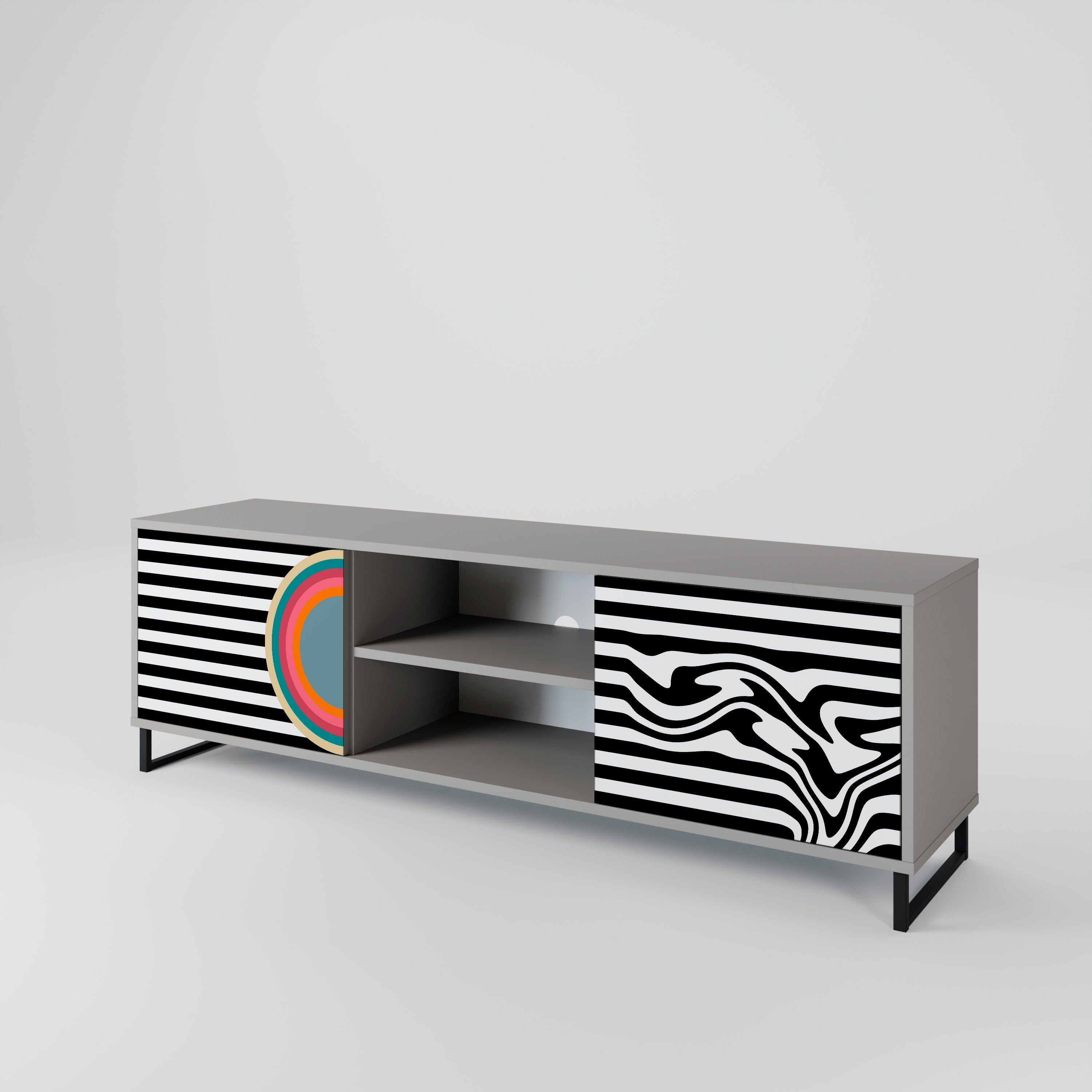 SPECTRA SHOWCASE 2-Door TV Stand in Grey Finish