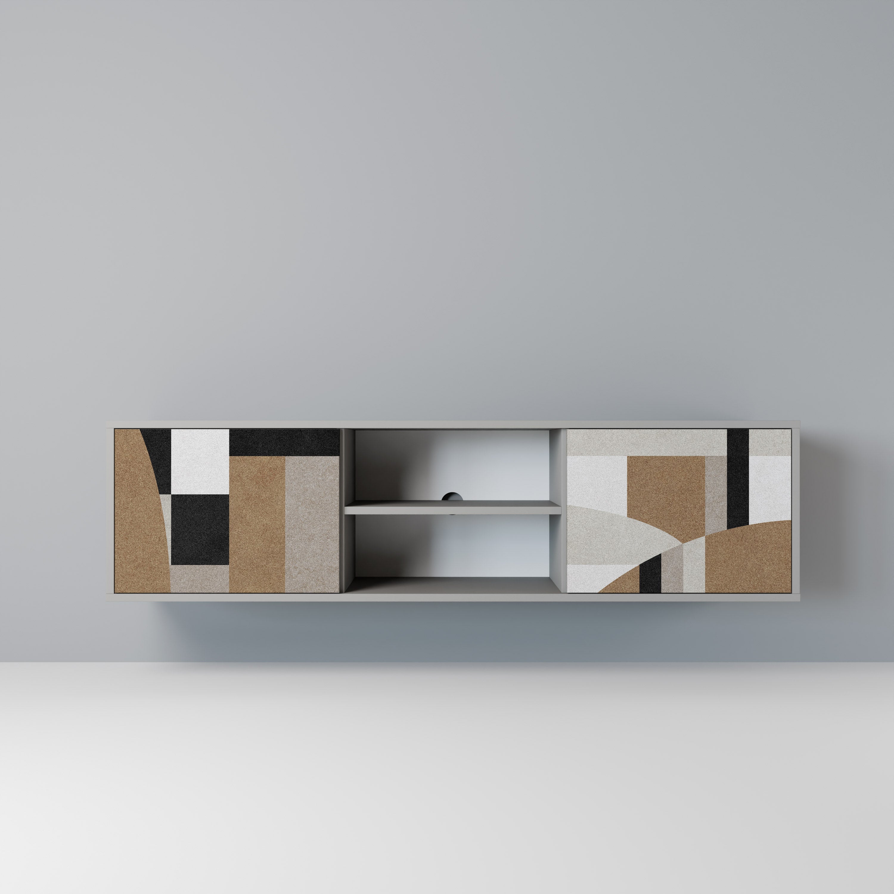 DELICATE MEMENTO 2-Door TV Stand in Grey Finish