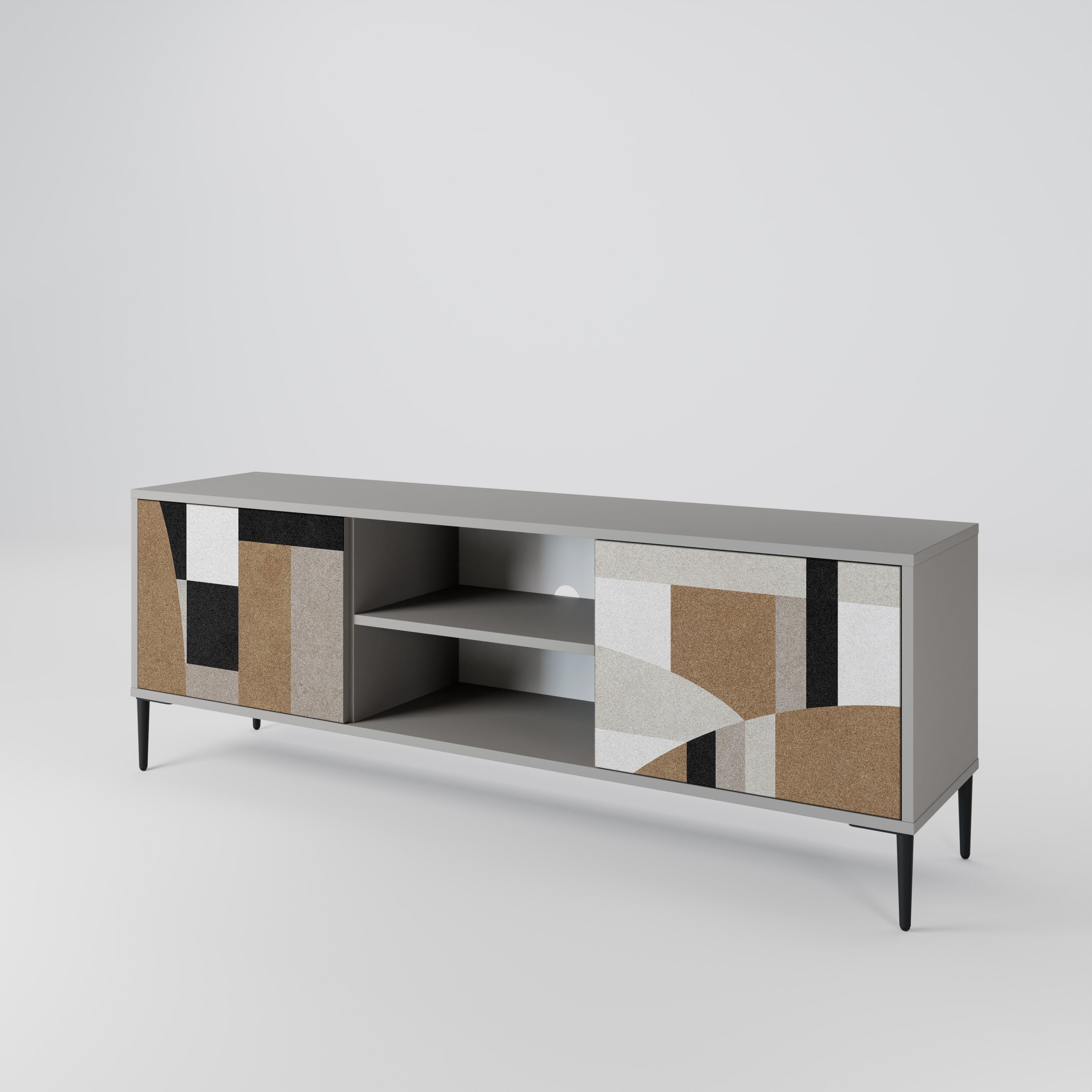 DELICATE MEMENTO 2-Door TV Stand in Grey Finish