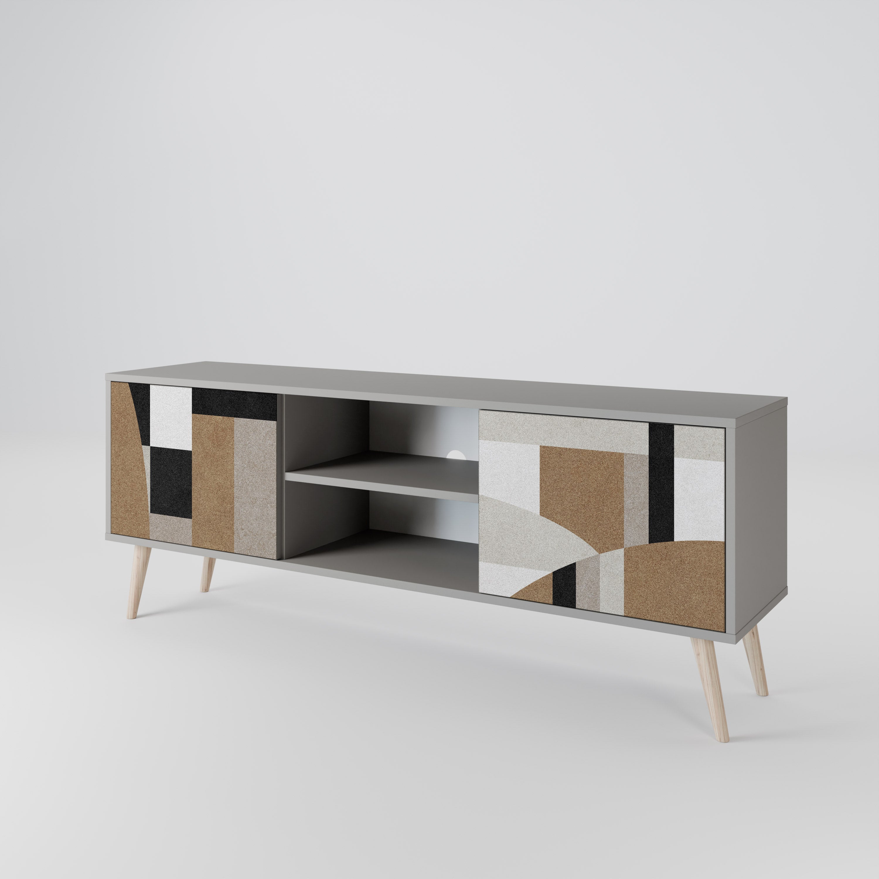 DELICATE MEMENTO 2-Door TV Stand in Grey Finish