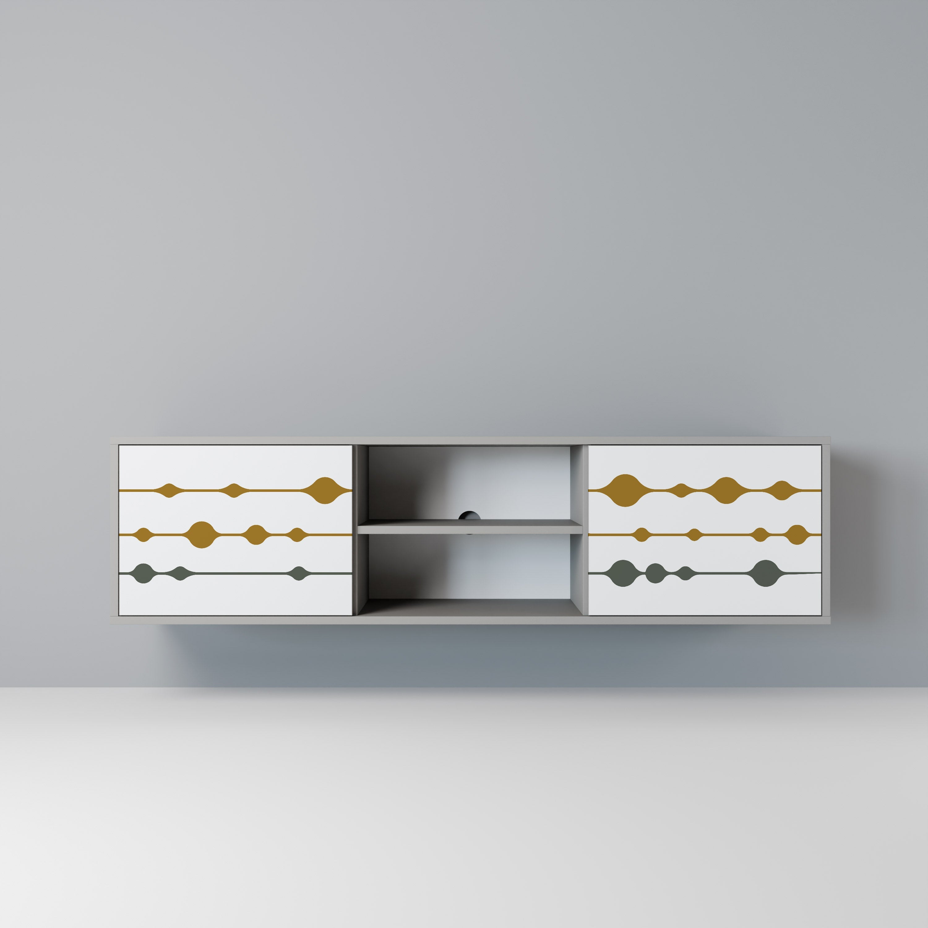 VIVID TONE 2-Door TV Stand in Grey Finish