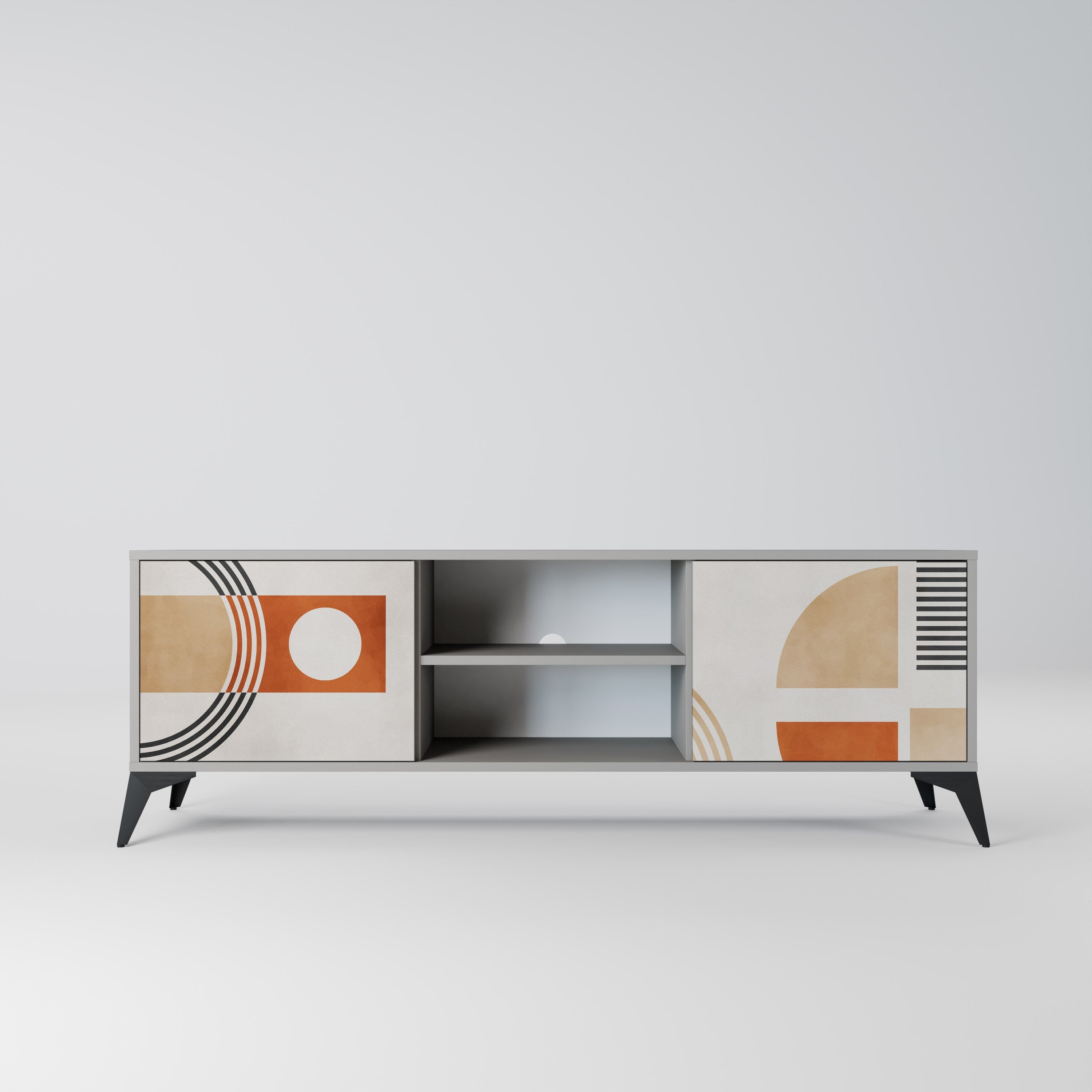 SPACE AROUND 2-Door TV Stand in Grey Finish