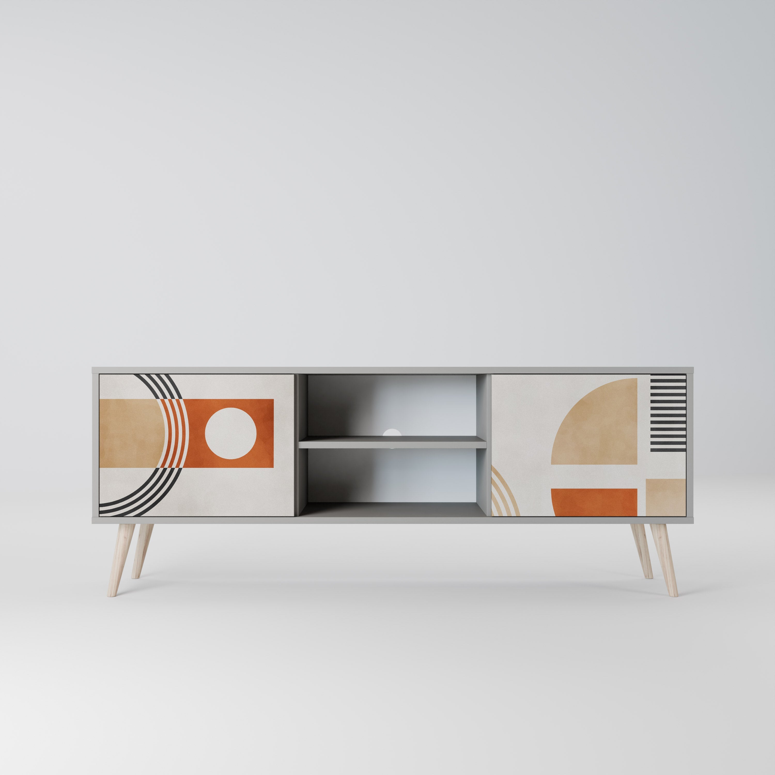 SPACE AROUND 2-Door TV Stand in Grey Finish