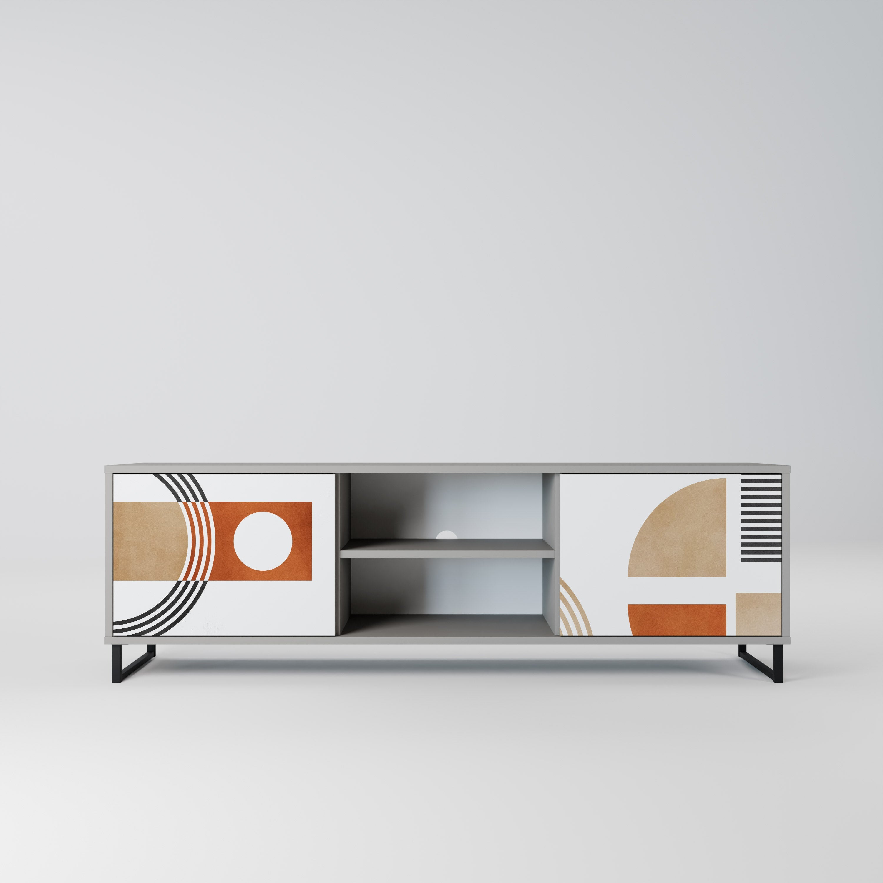 CIRCLE RHYTM 2-Door TV Stand in Grey Finish