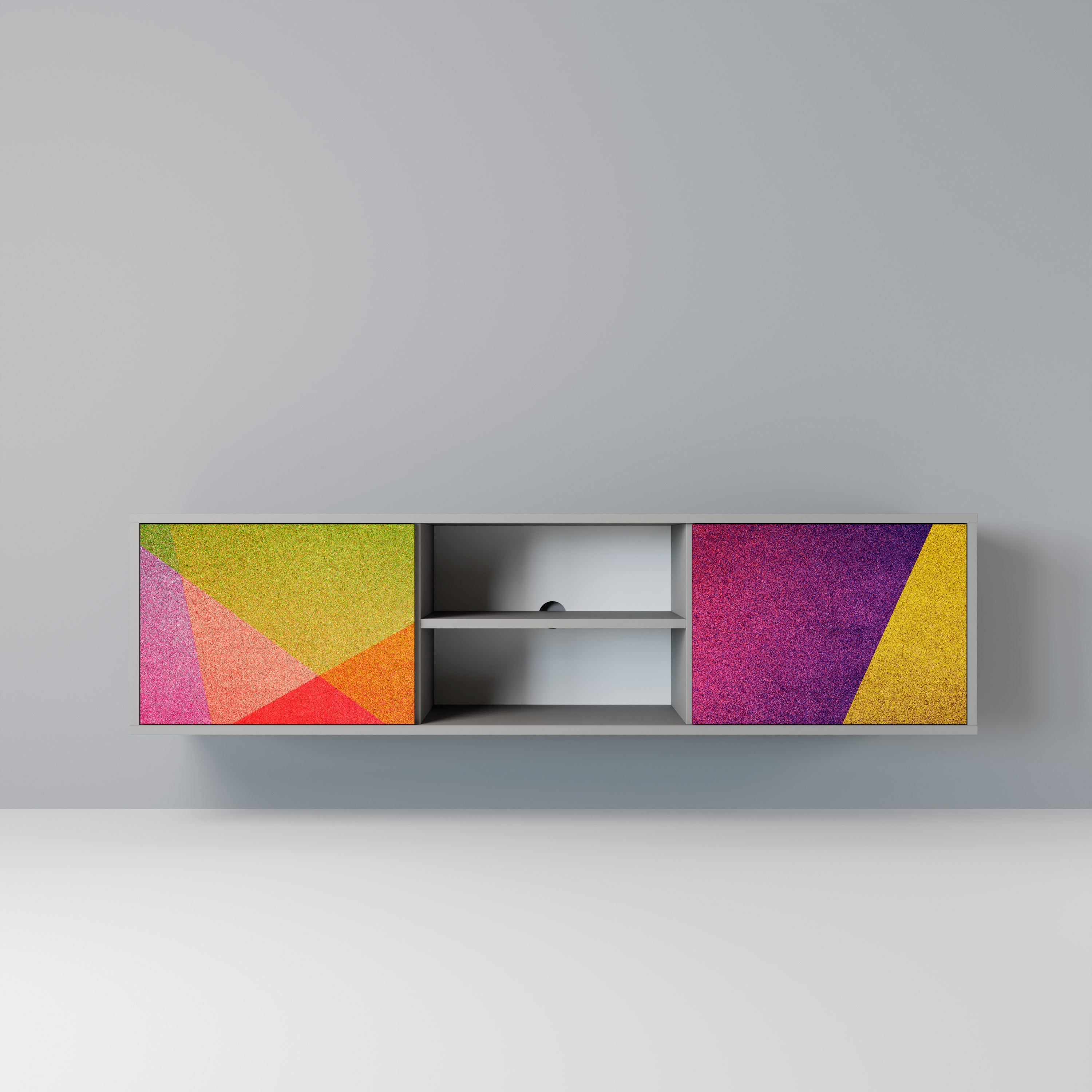 VIVID GEOMETRY 2-Door TV Stand in Grey Finish