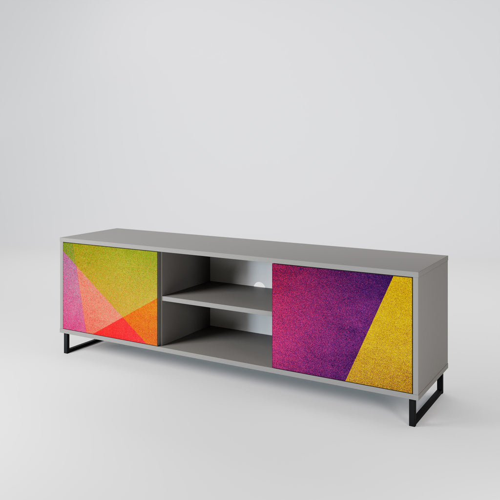 VIVID GEOMETRY 2-Door TV Stand in Grey Finish