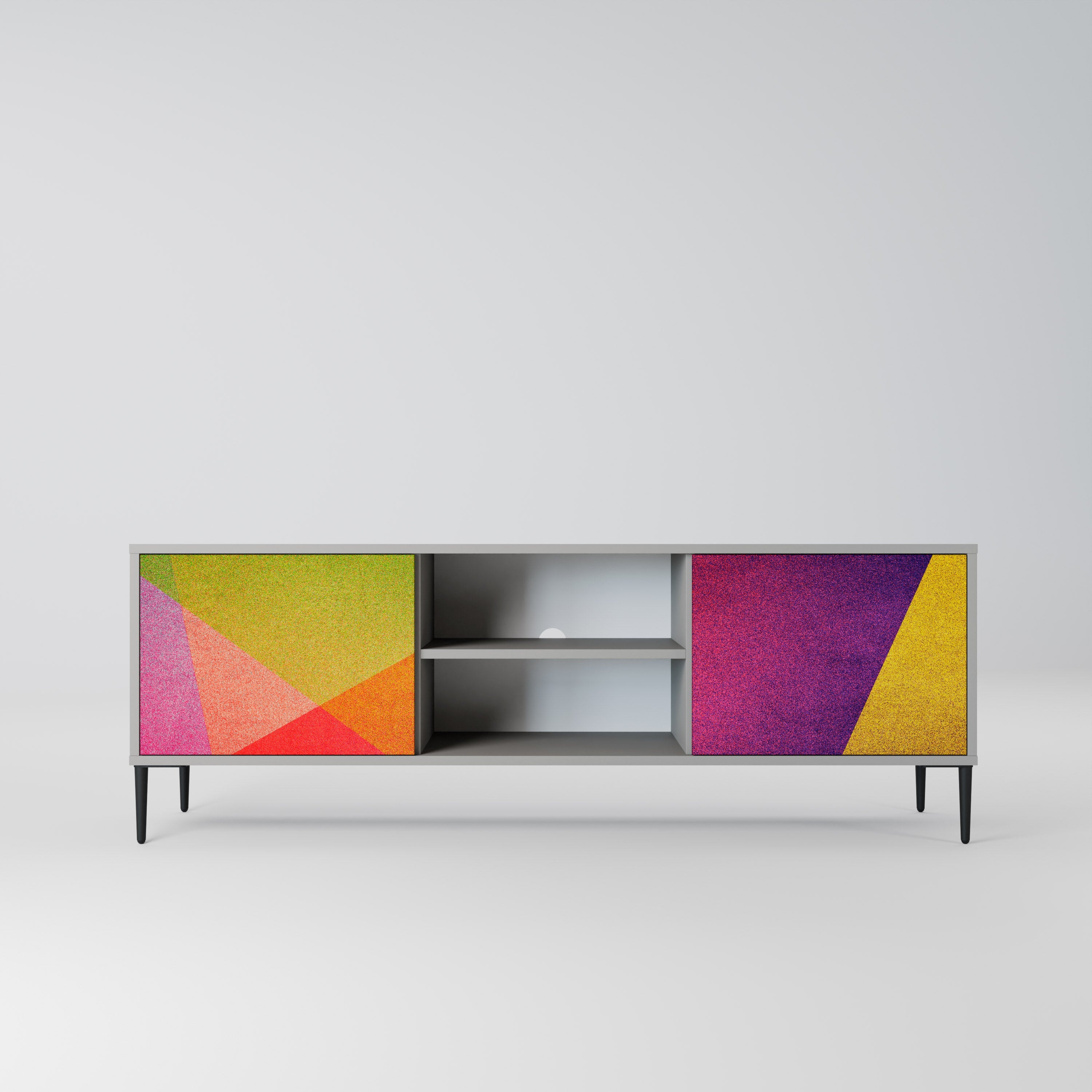 VIVID GEOMETRY 2-Door TV Stand in Grey Finish
