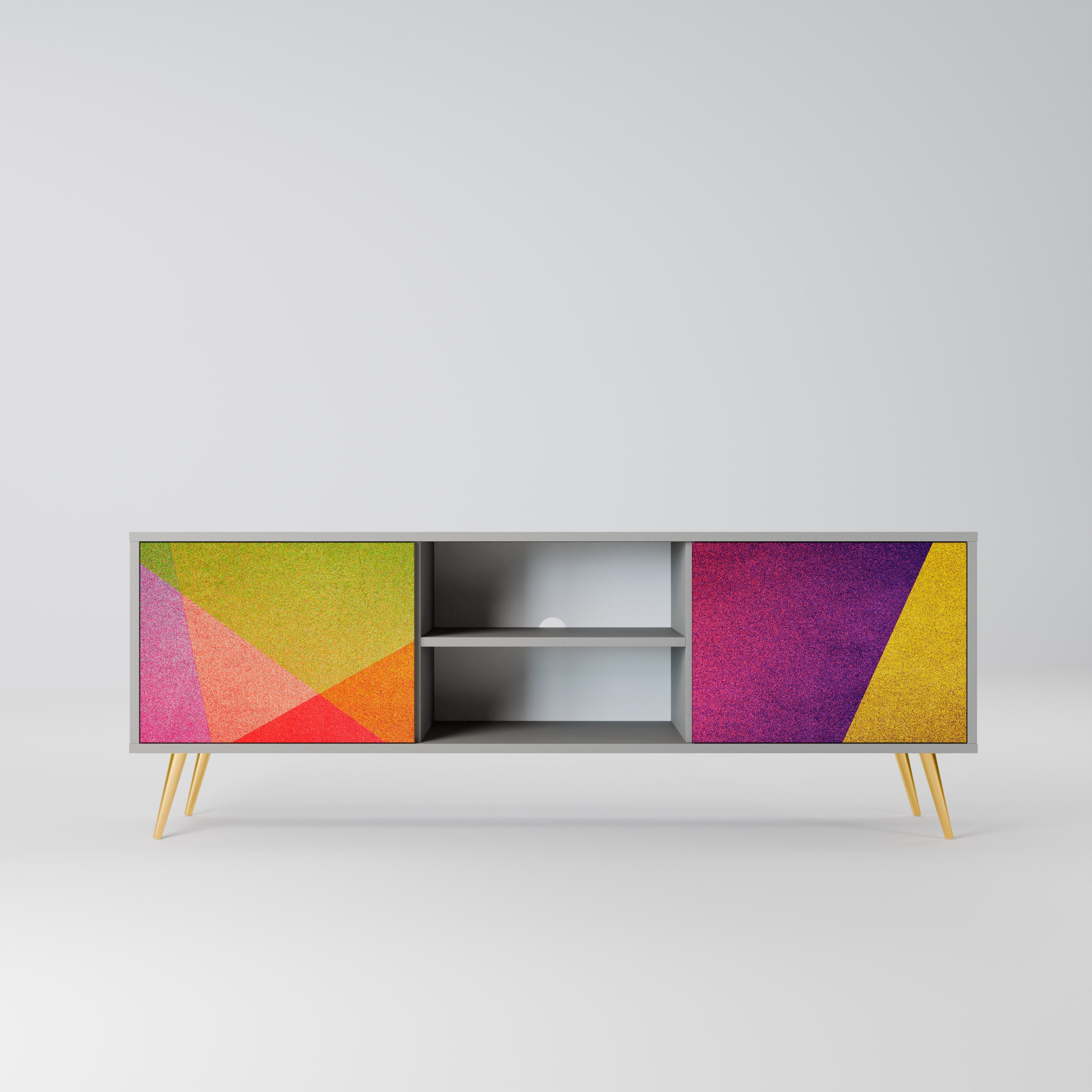 VIVID GEOMETRY 2-Door TV Stand in Grey Finish