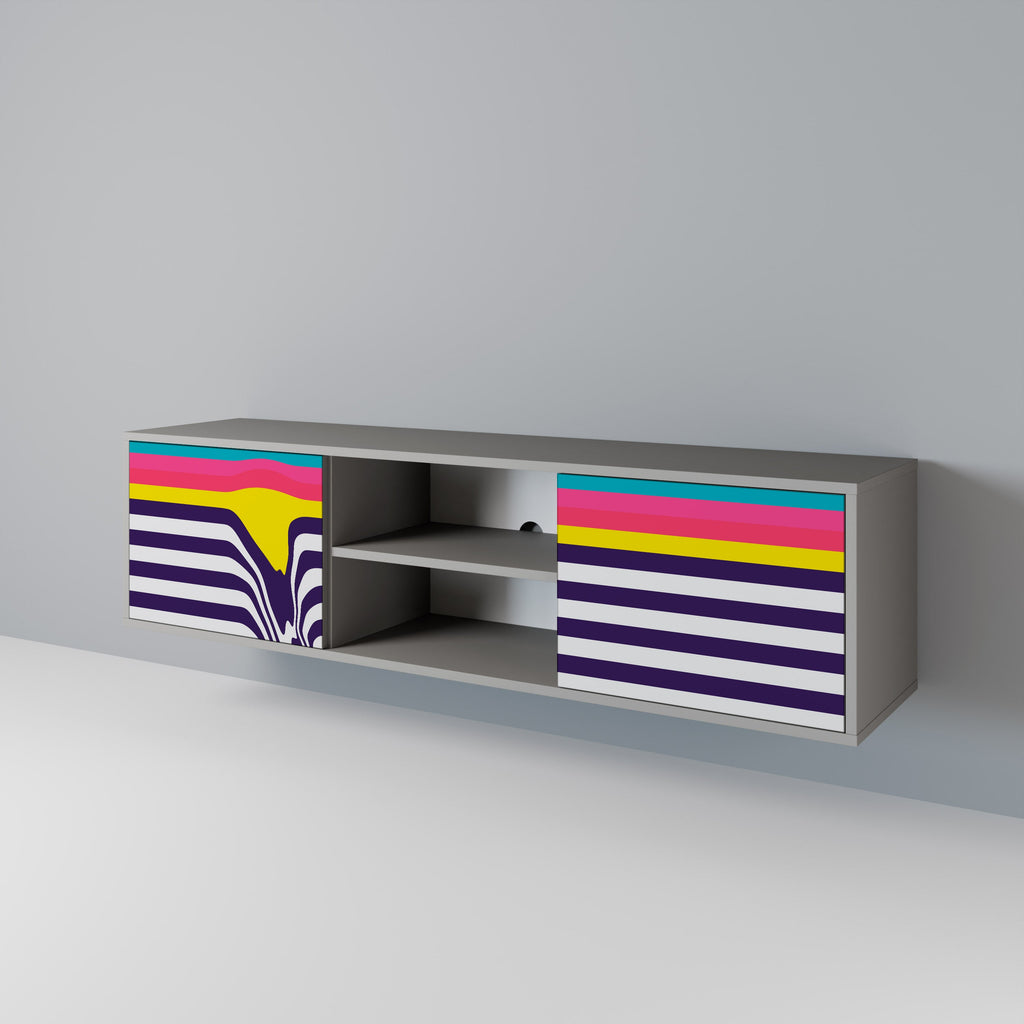 TONE COLLAPSE 2-Door TV Stand in Grey Finish