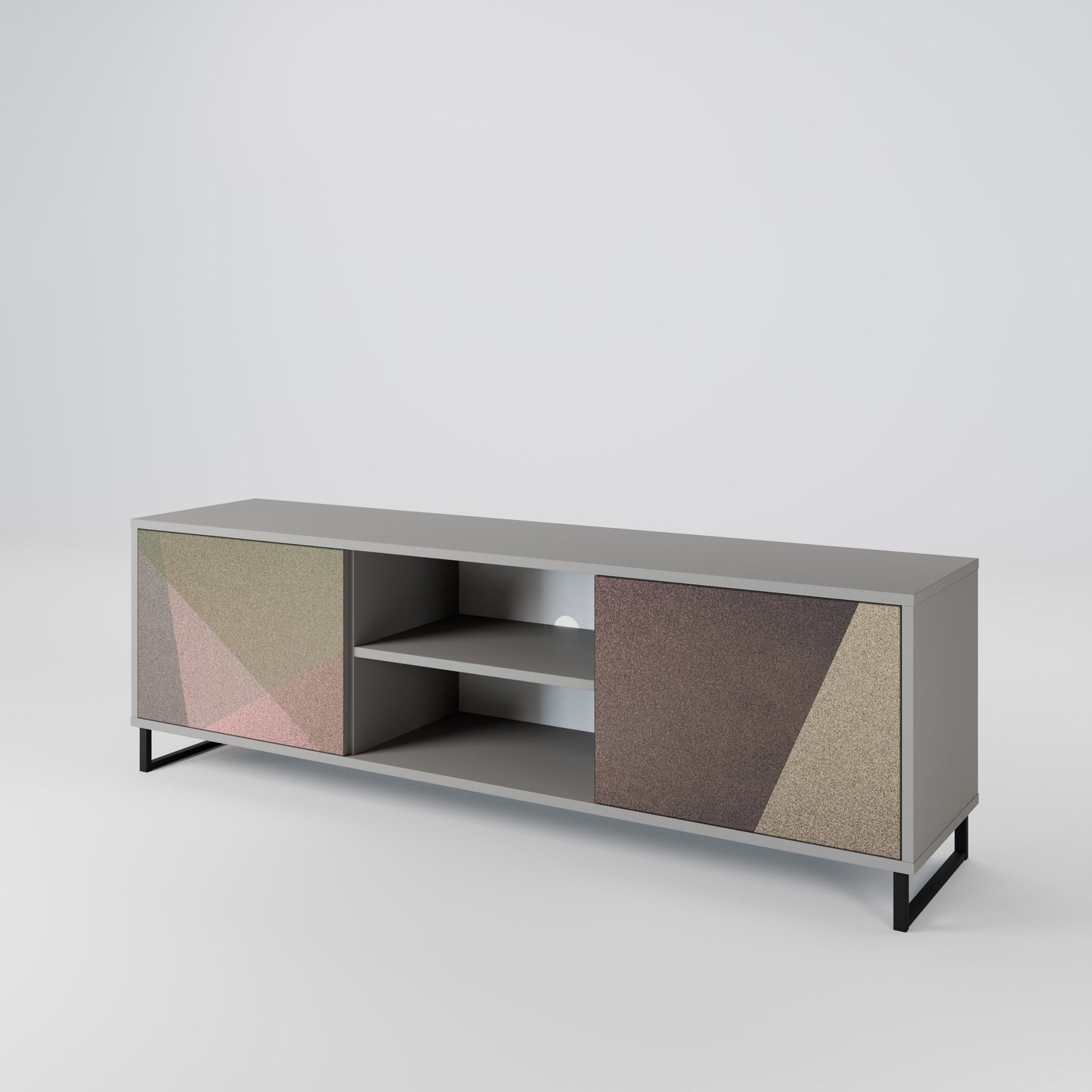 BEIGE GEOMETRY 2-Door TV Cabinet