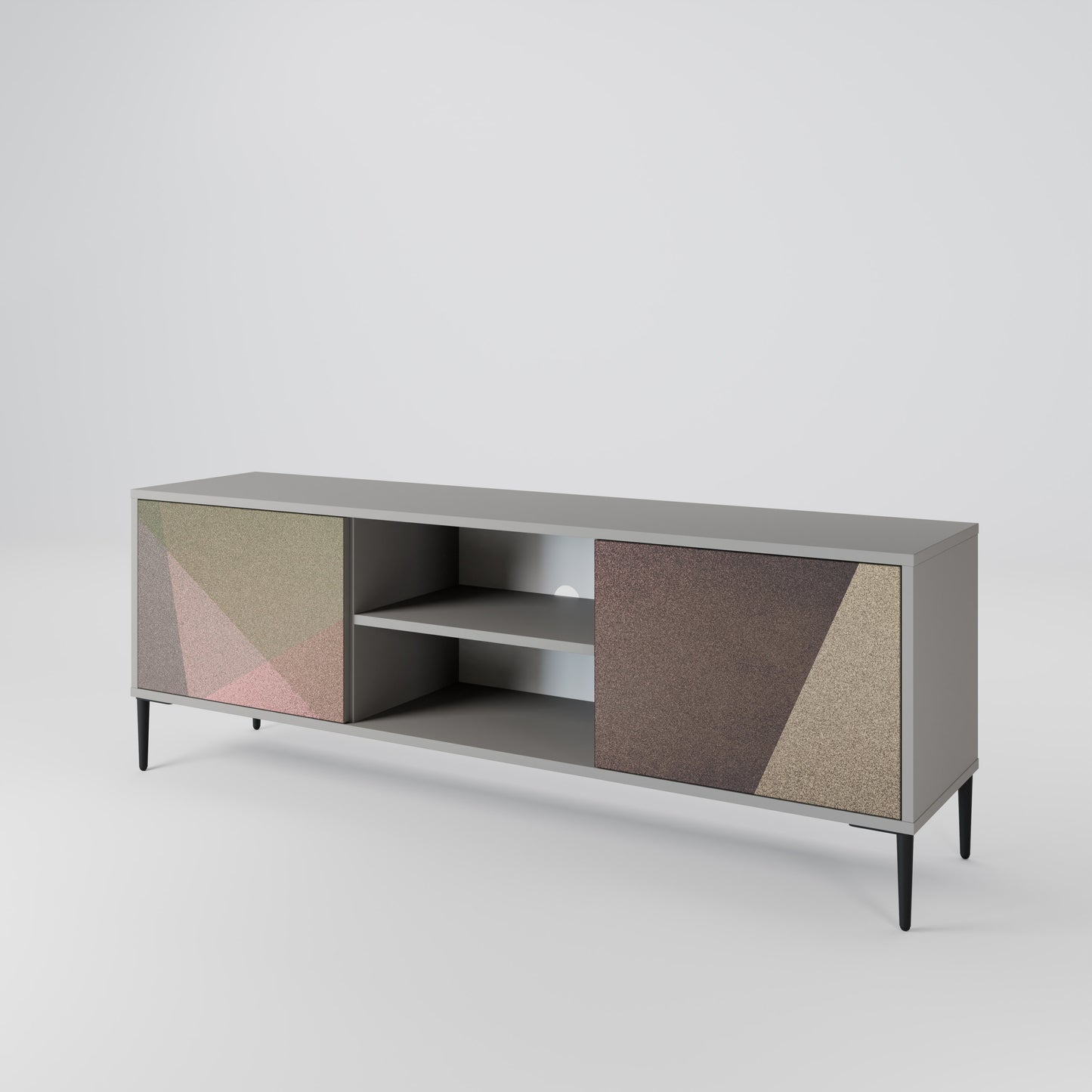 BEIGE GEOMETRY 2-Door TV Cabinet