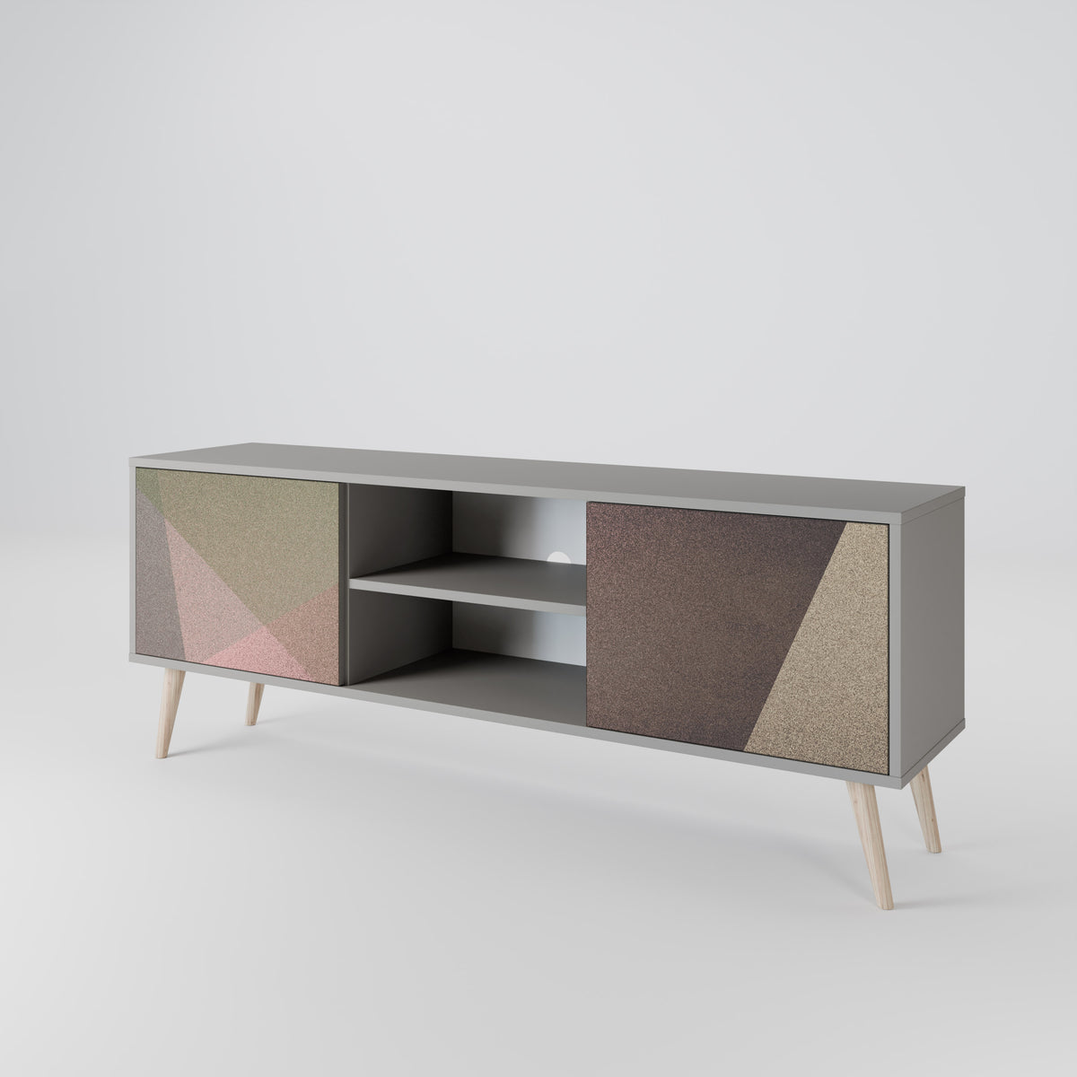 BEIGE GEOMETRY 2-Door TV Cabinet