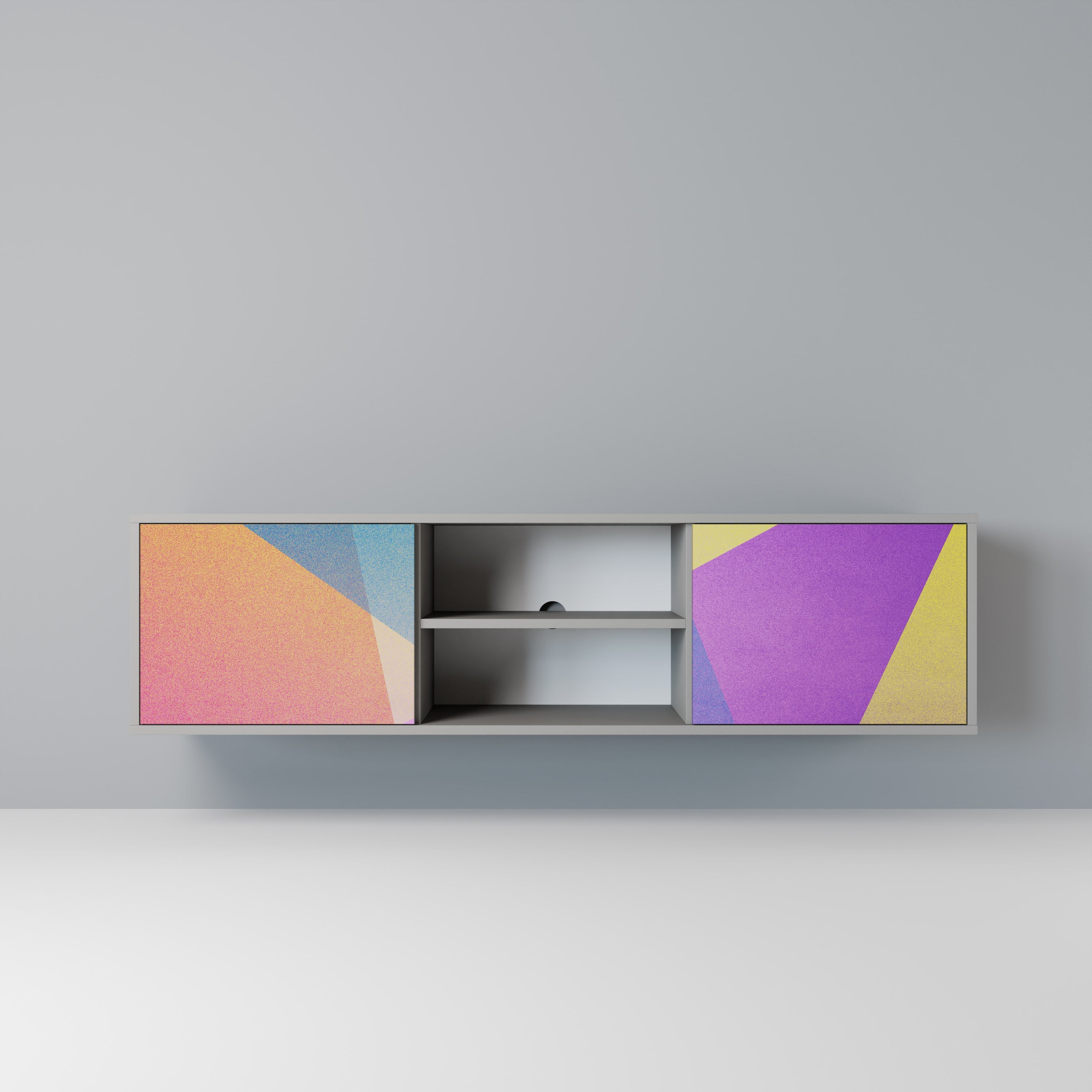 BRIGHT GEOMETRY 2-Door TV Stand in Grey Finish