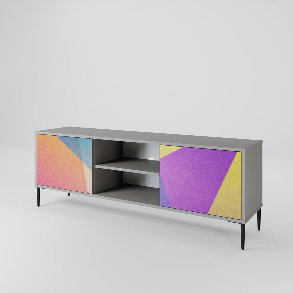 BRIGHT GEOMETRY 2-Door TV Stand in Grey Finish