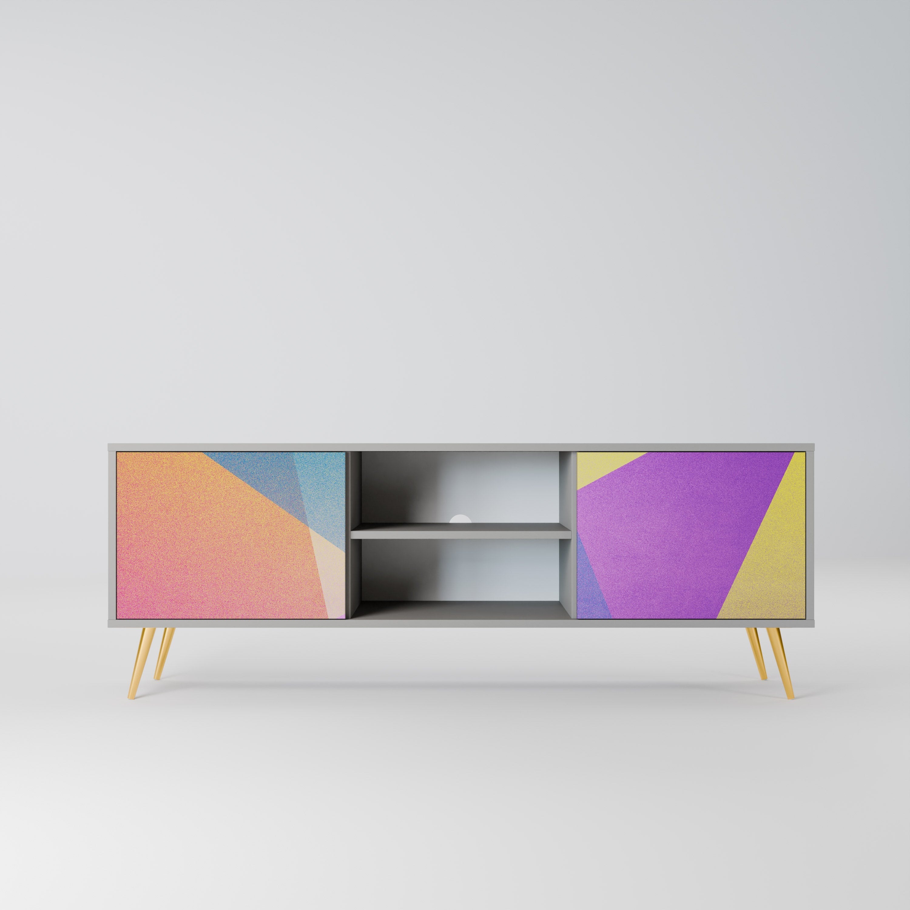BRIGHT GEOMETRY 2-Door TV Stand in Grey Finish