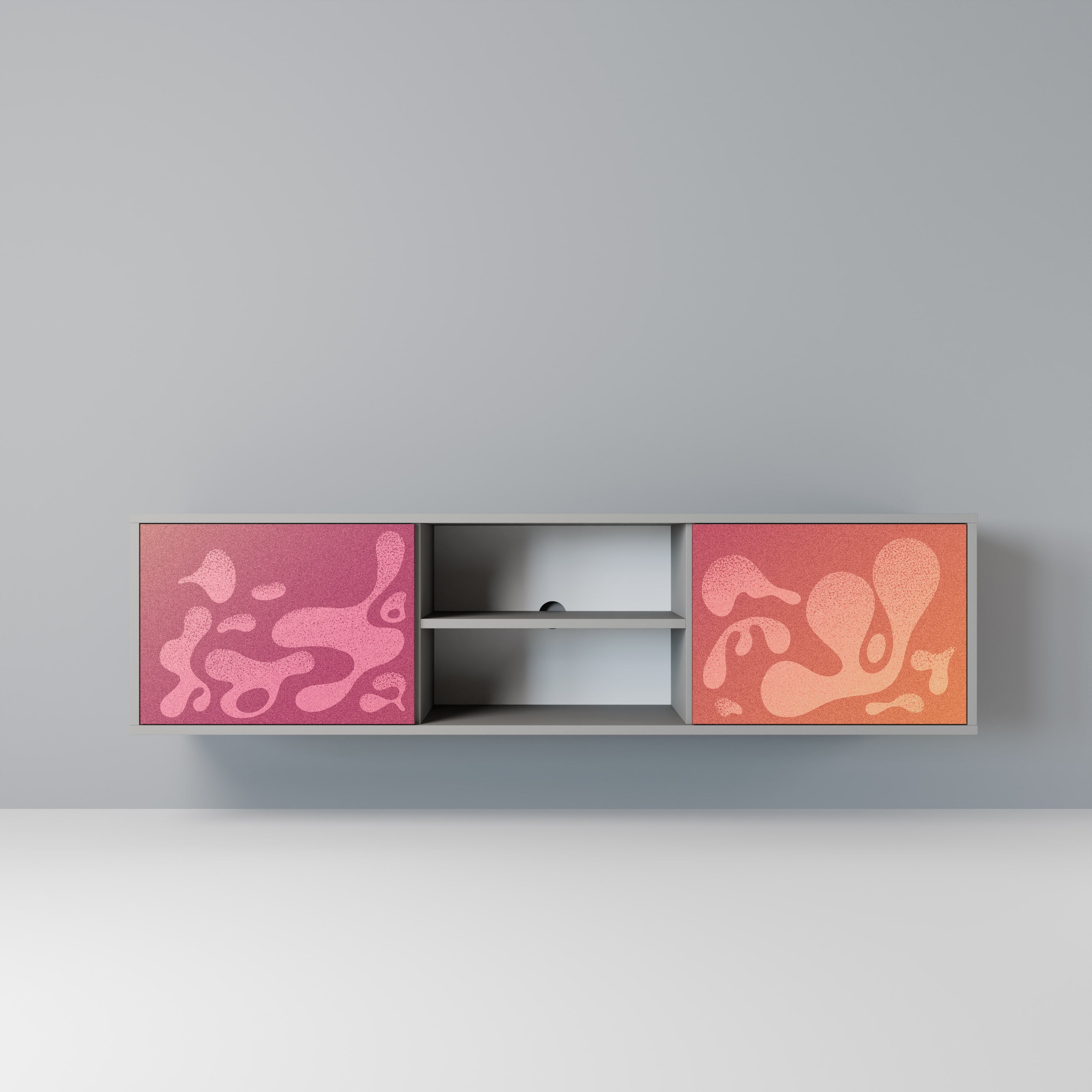 IRREGULAR PINK 2-Door TV Stand in Grey Finish