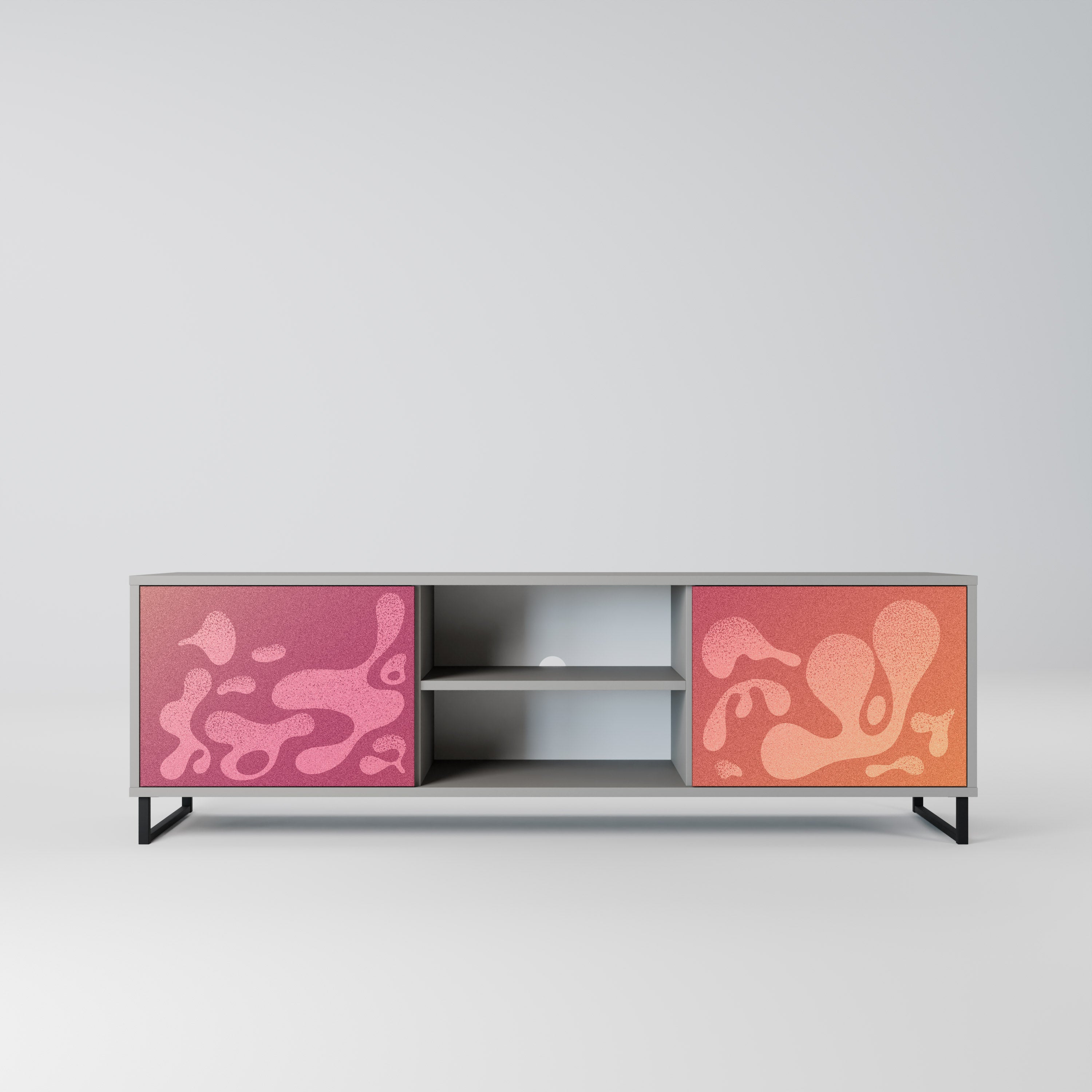 IRREGULAR PINK 2-Door TV Stand in Grey Finish