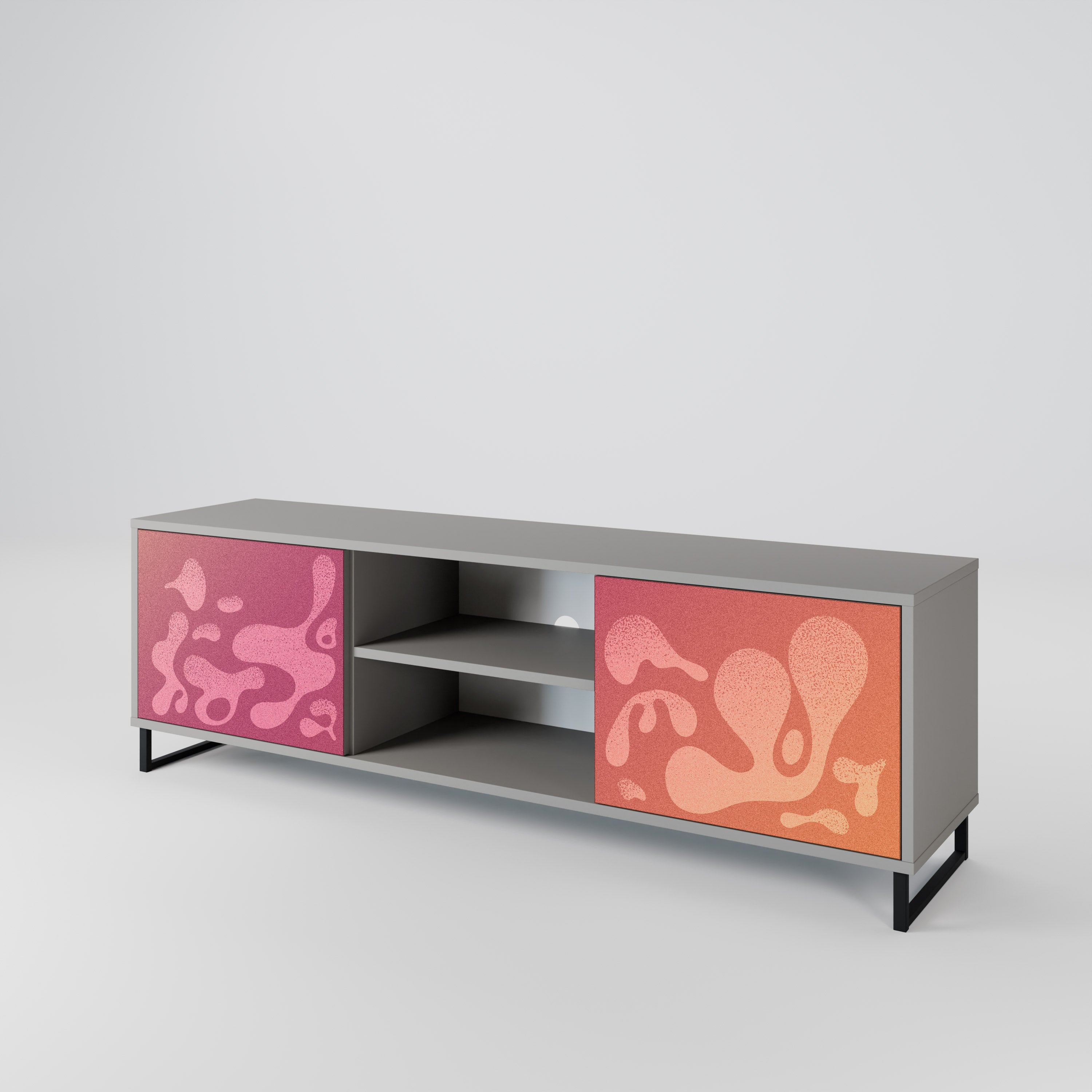 IRREGULAR PINK 2-Door TV Stand in Grey Finish
