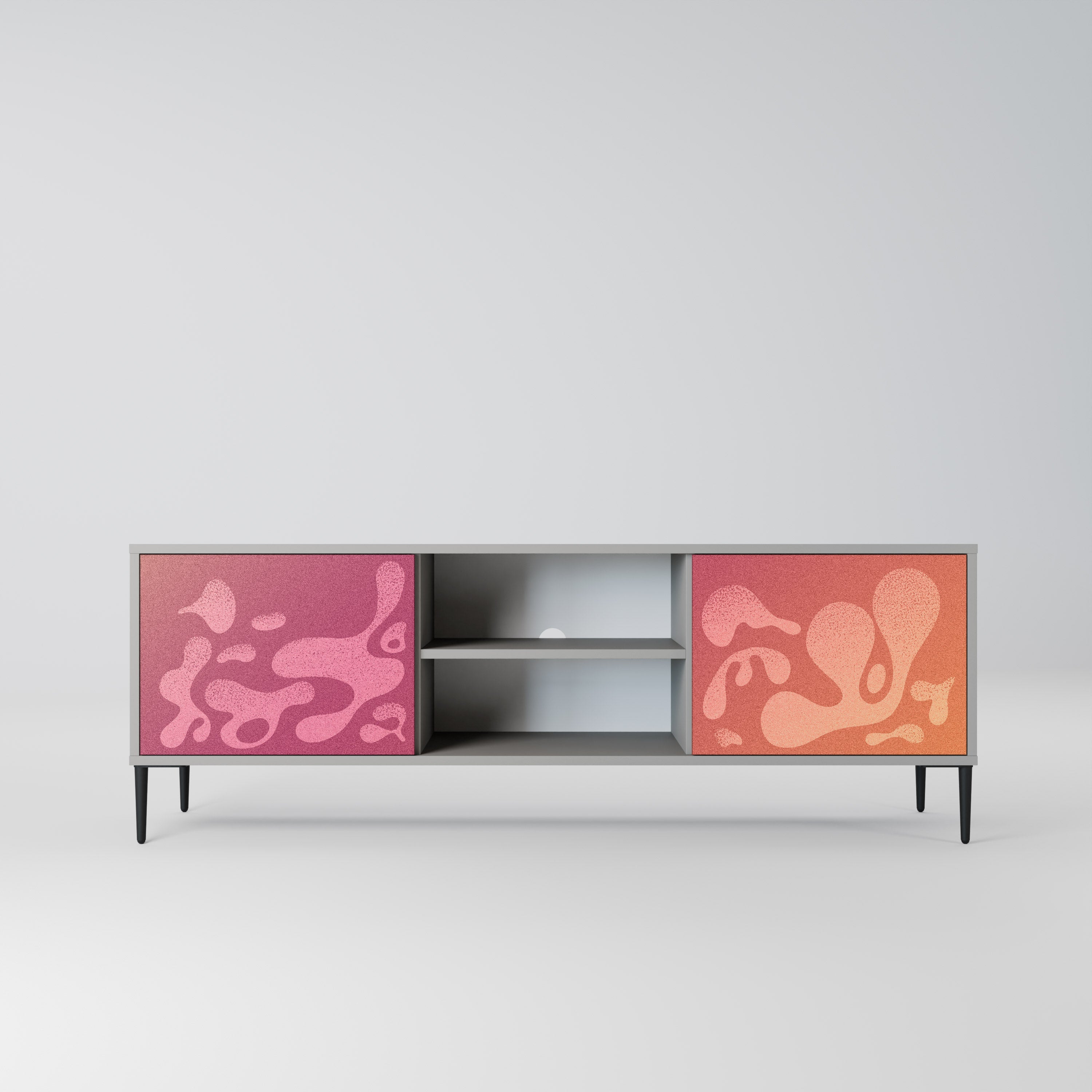 IRREGULAR PINK 2-Door TV Stand in Grey Finish