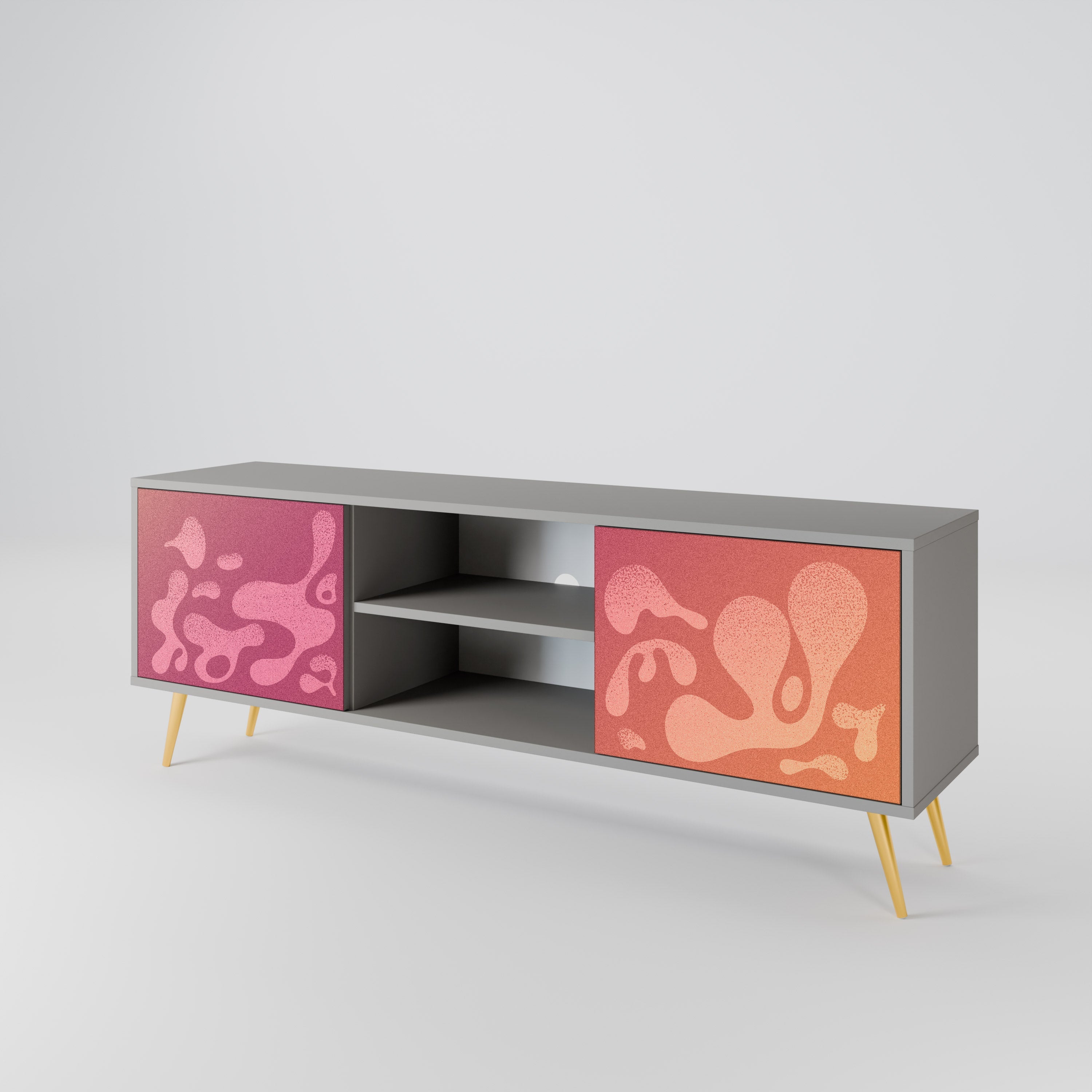 IRREGULAR PINK 2-Door TV Stand in Grey Finish