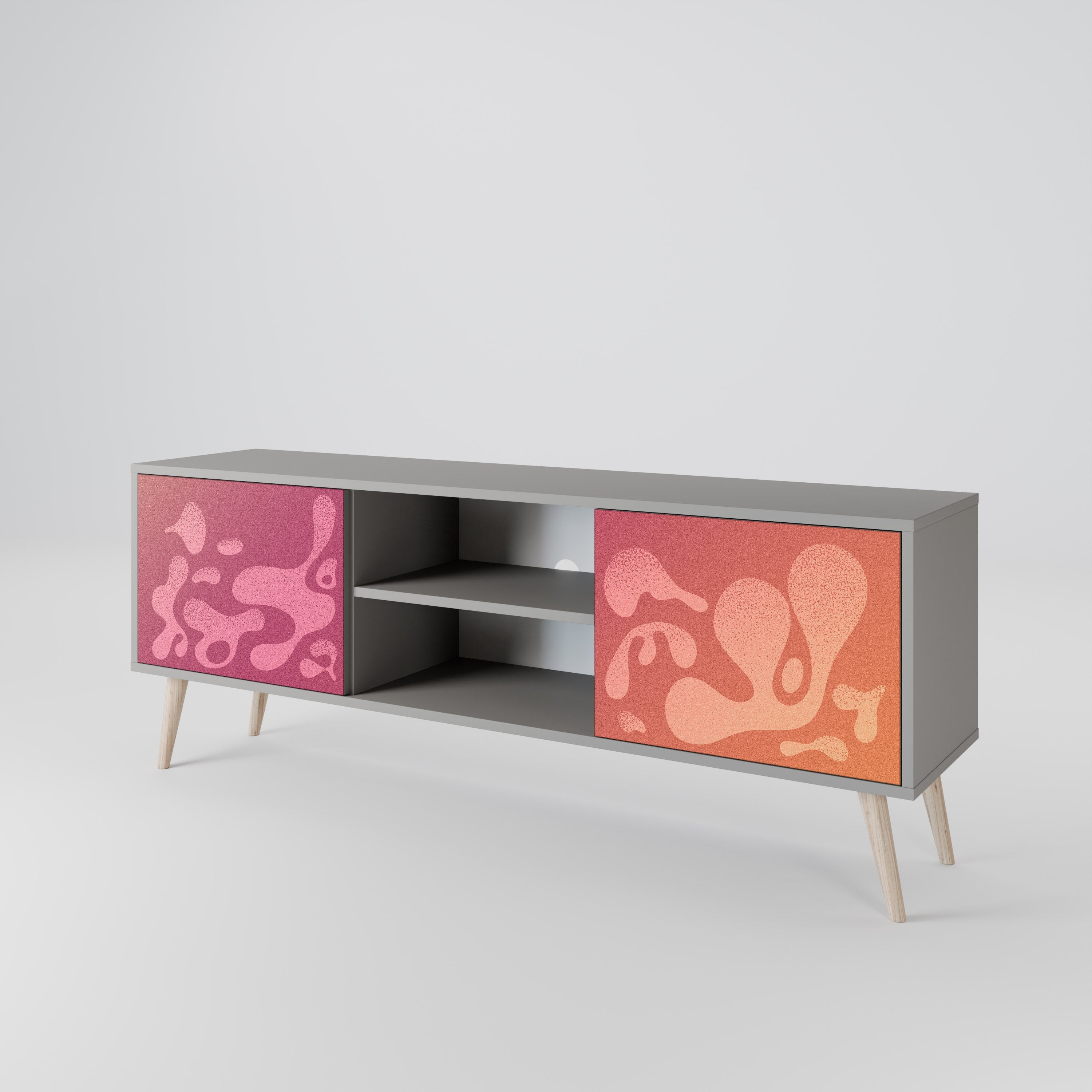 IRREGULAR PINK 2-Door TV Stand in Grey Finish