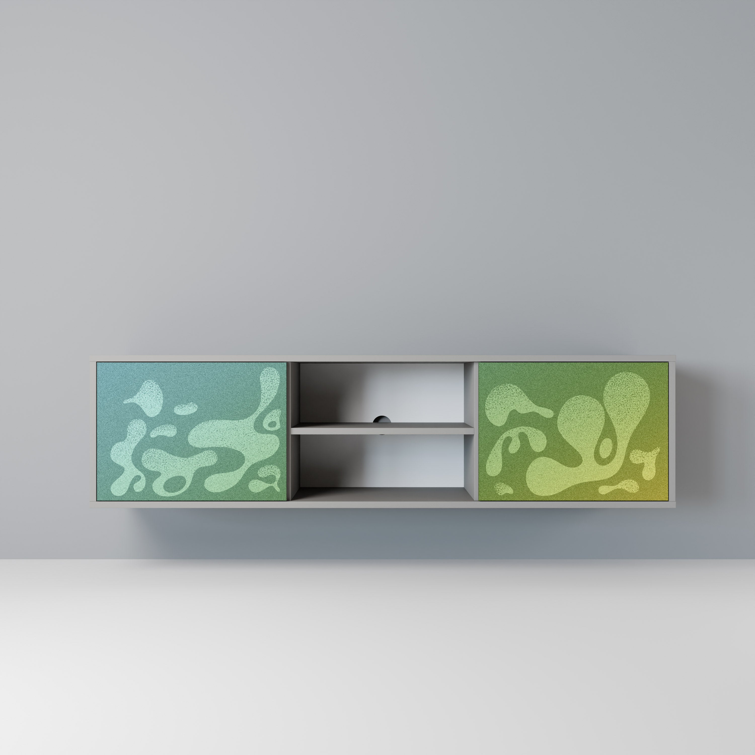 IRREGULAR BLUE 2-Door TV Stand in Grey Finish