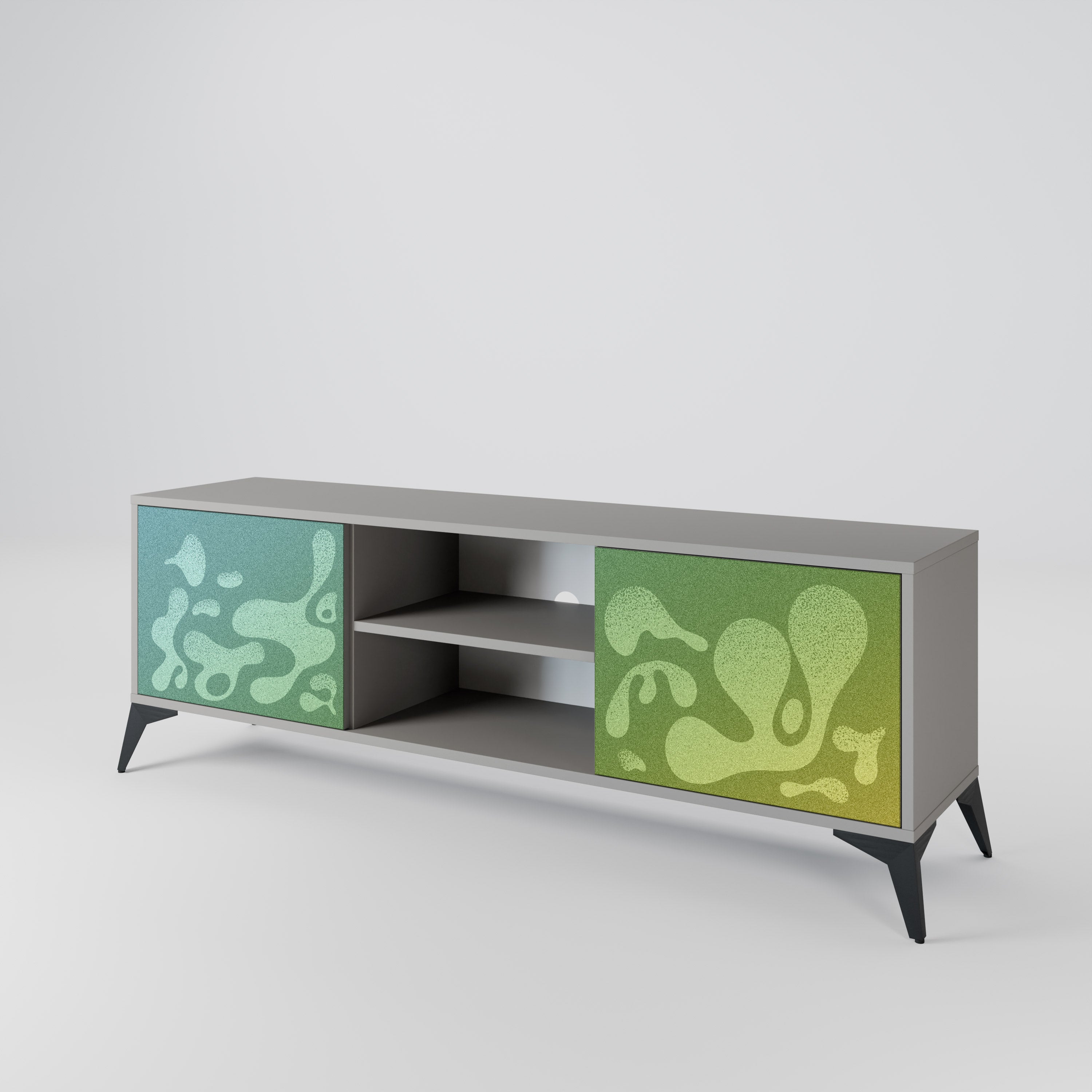 IRREGULAR BLUE 2-Door TV Stand in Grey Finish
