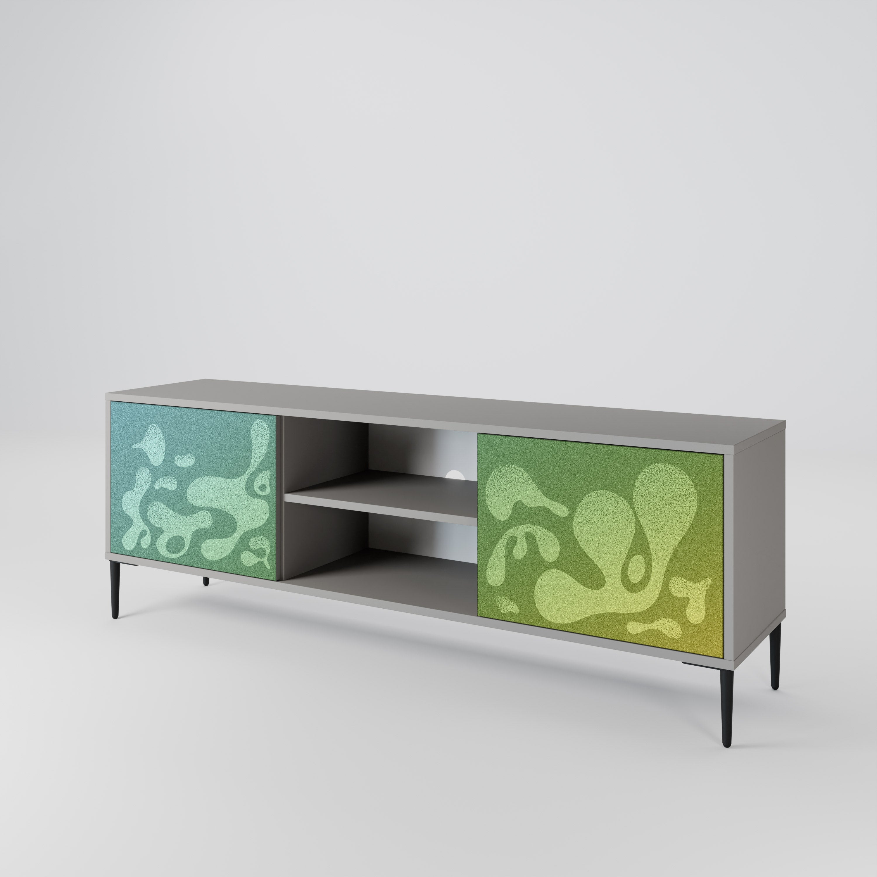IRREGULAR BLUE 2-Door TV Stand in Grey Finish