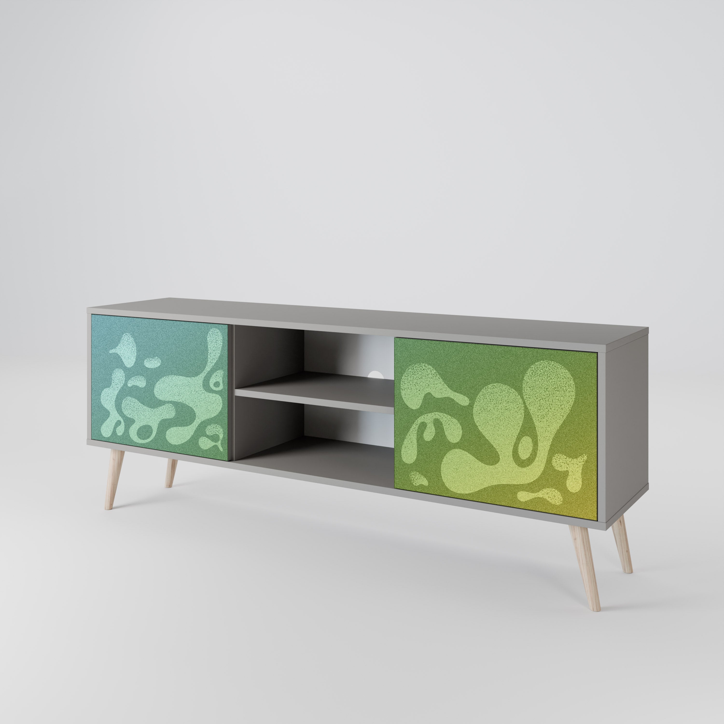 IRREGULAR BLUE 2-Door TV Stand in Grey Finish