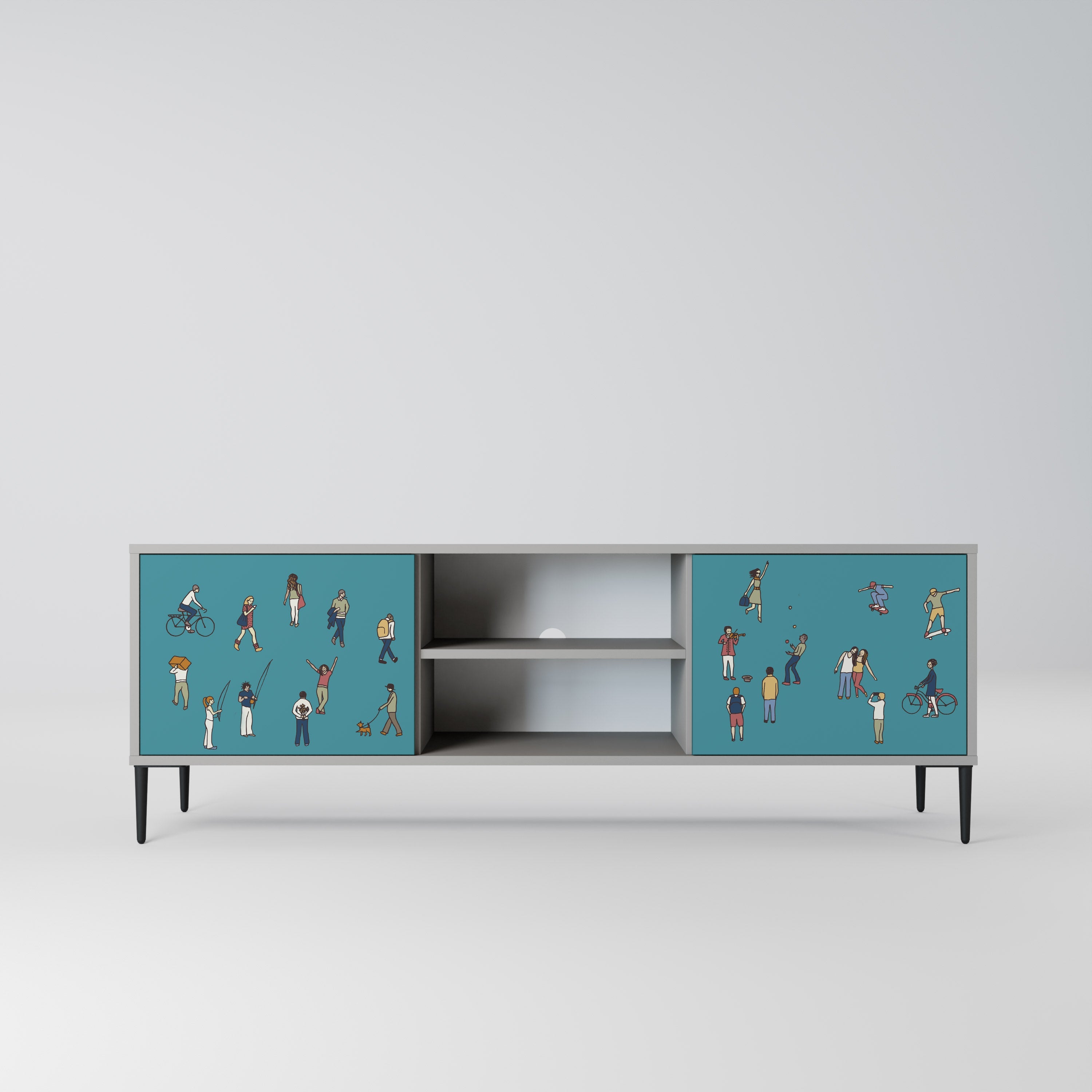 COLLECTIVE STREAM 2-Door TV Stand in Grey Finish