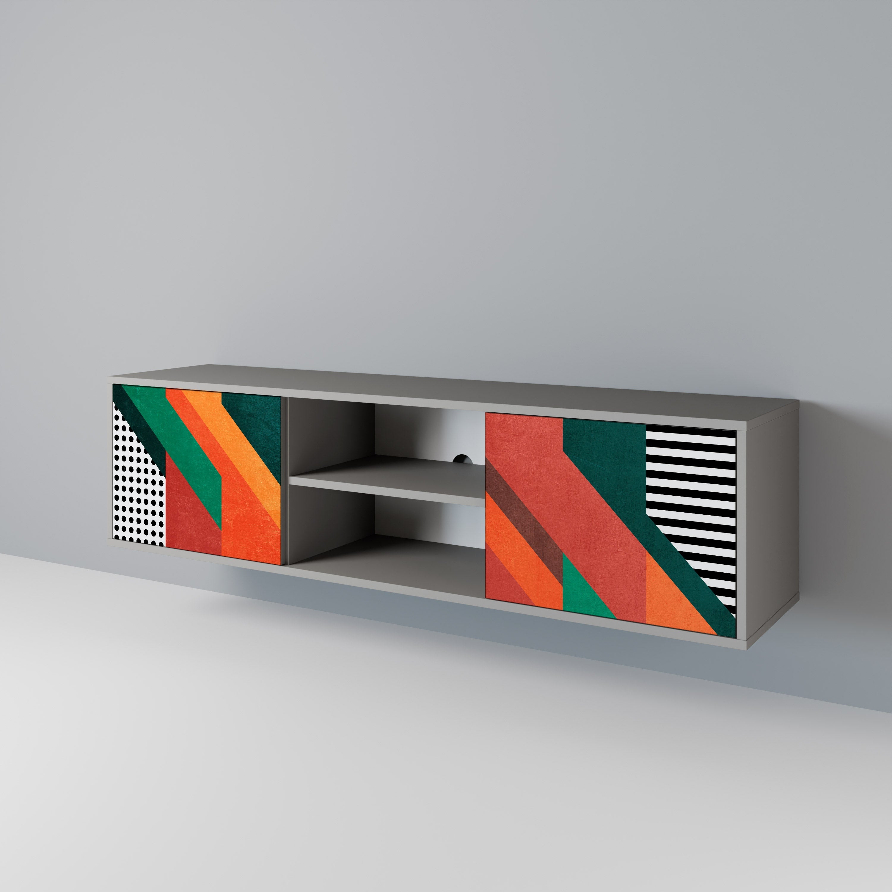 MAKESHIFT ARTISTRY 2-Door TV Stand in Grey Finish