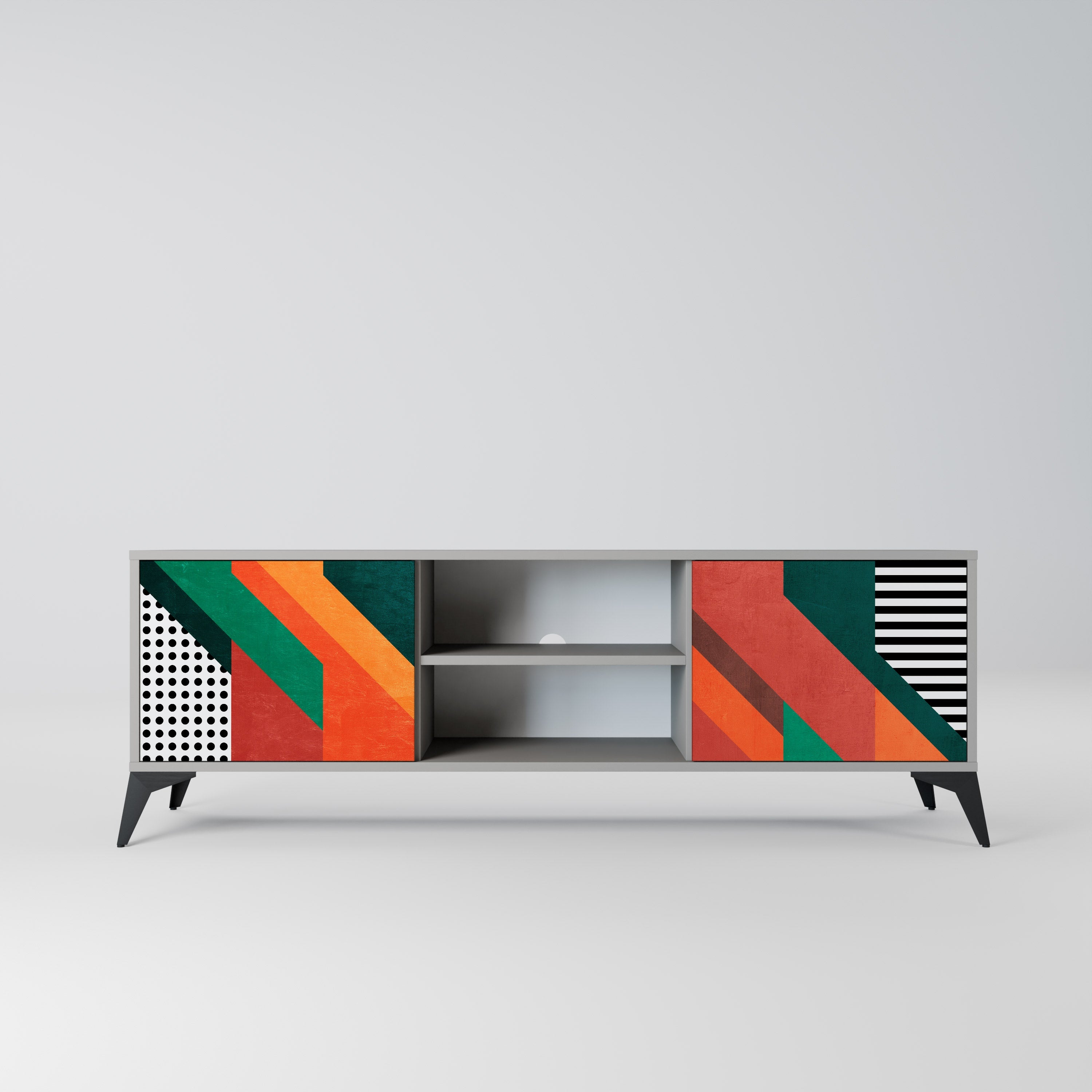 MAKESHIFT ARTISTRY 2-Door TV Stand in Grey Finish