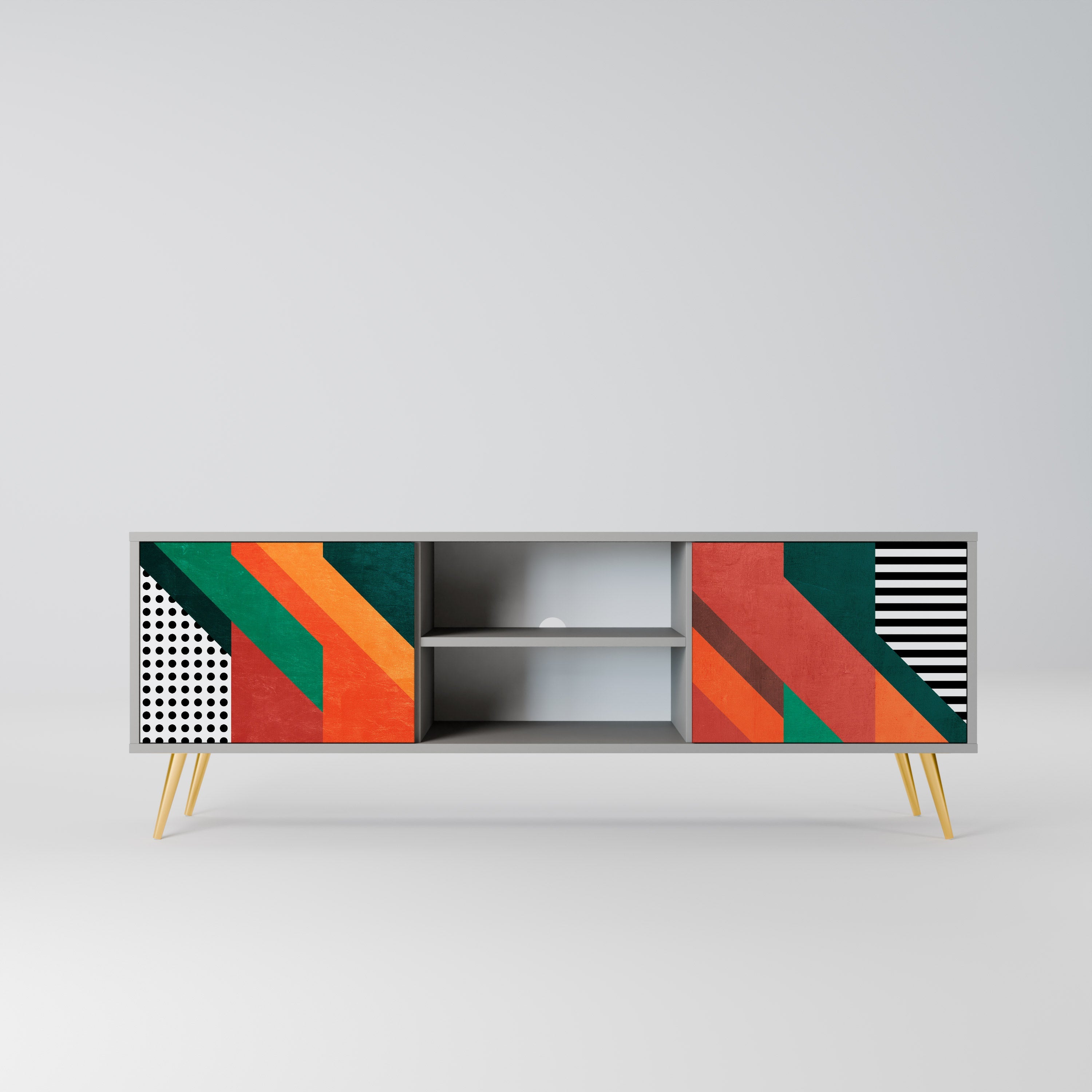 MAKESHIFT ARTISTRY 2-Door TV Stand in Grey Finish