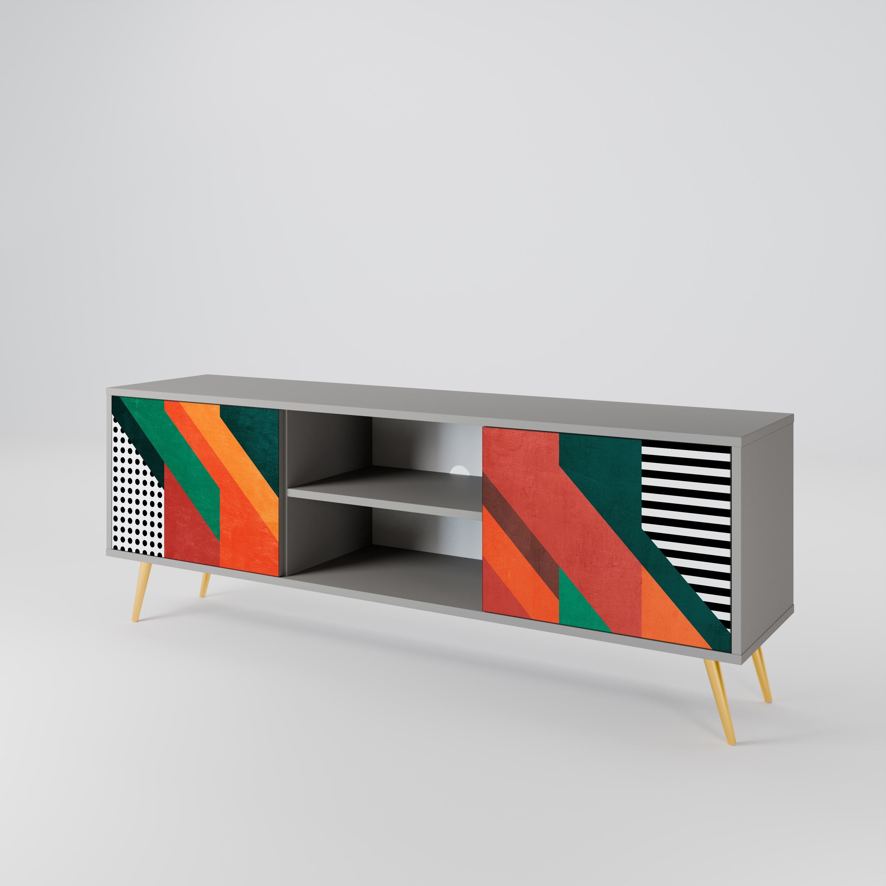 MAKESHIFT ARTISTRY 2-Door TV Stand in Grey Finish