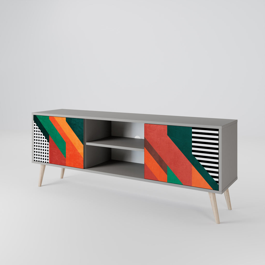 MAKESHIFT ARTISTRY 2-Door TV Stand in Grey Finish