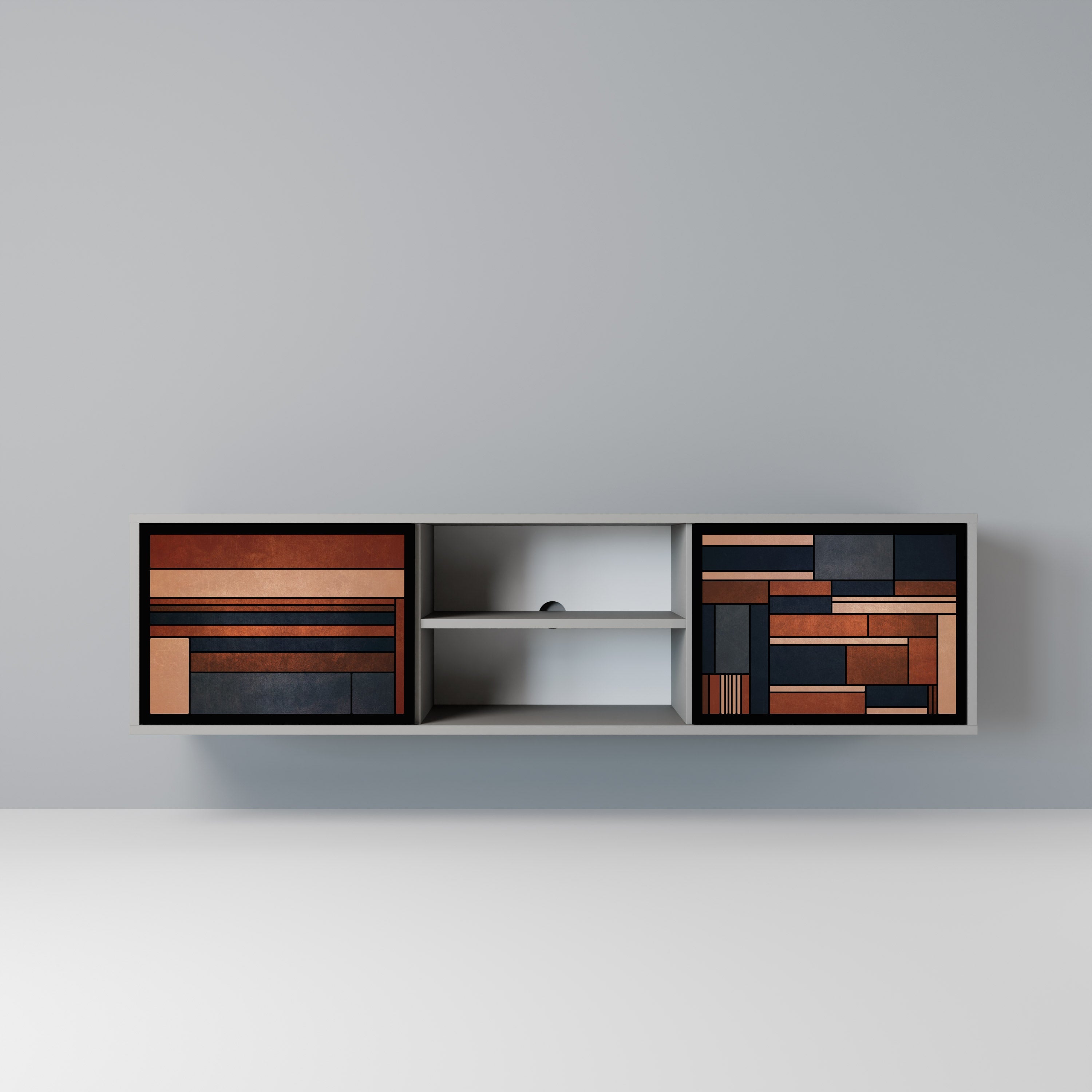 INTREPID FORMATION 2-Door TV Stand in Grey Finish