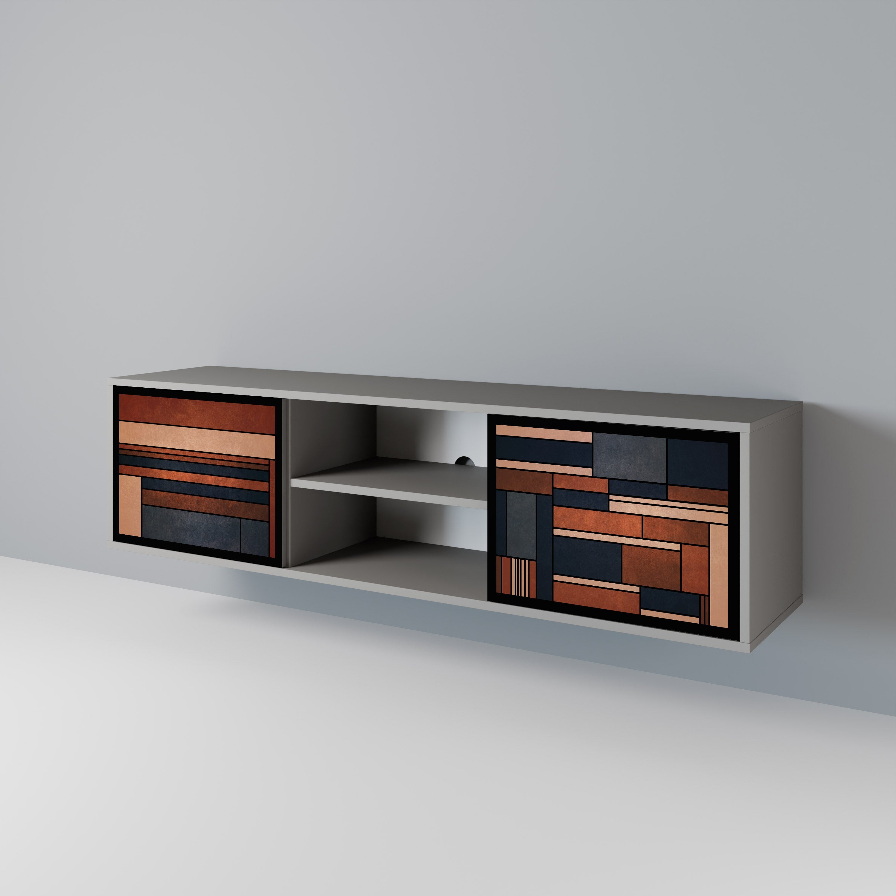 INTREPID FORMATION 2-Door TV Stand in Grey Finish